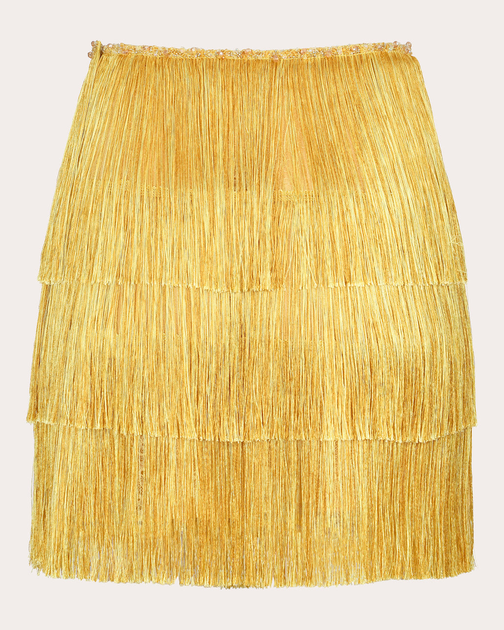 Sunlight Silk Fringe Tiered Mini Skirt