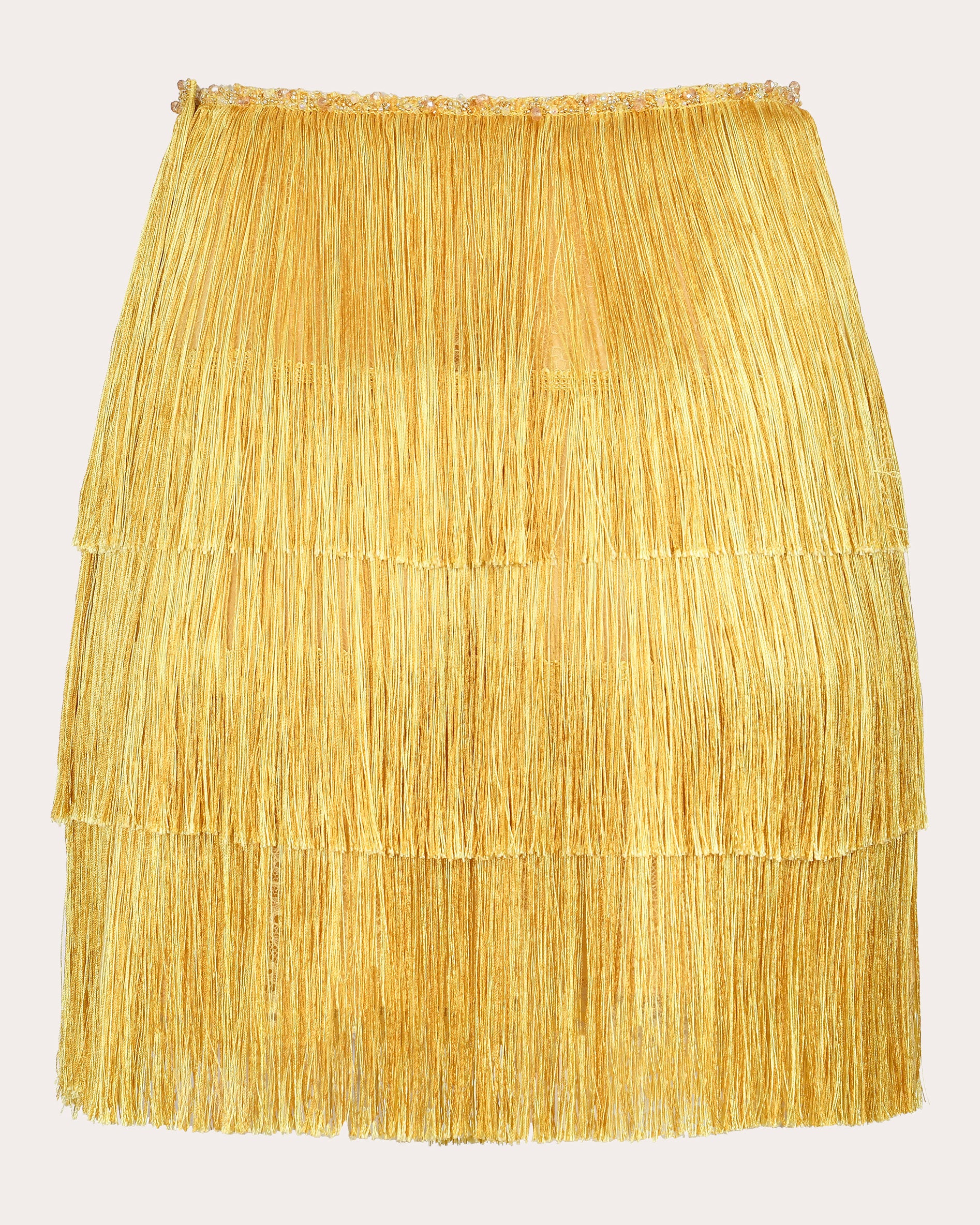 Sunlight Silk Fringe Tiered Mini Skirt