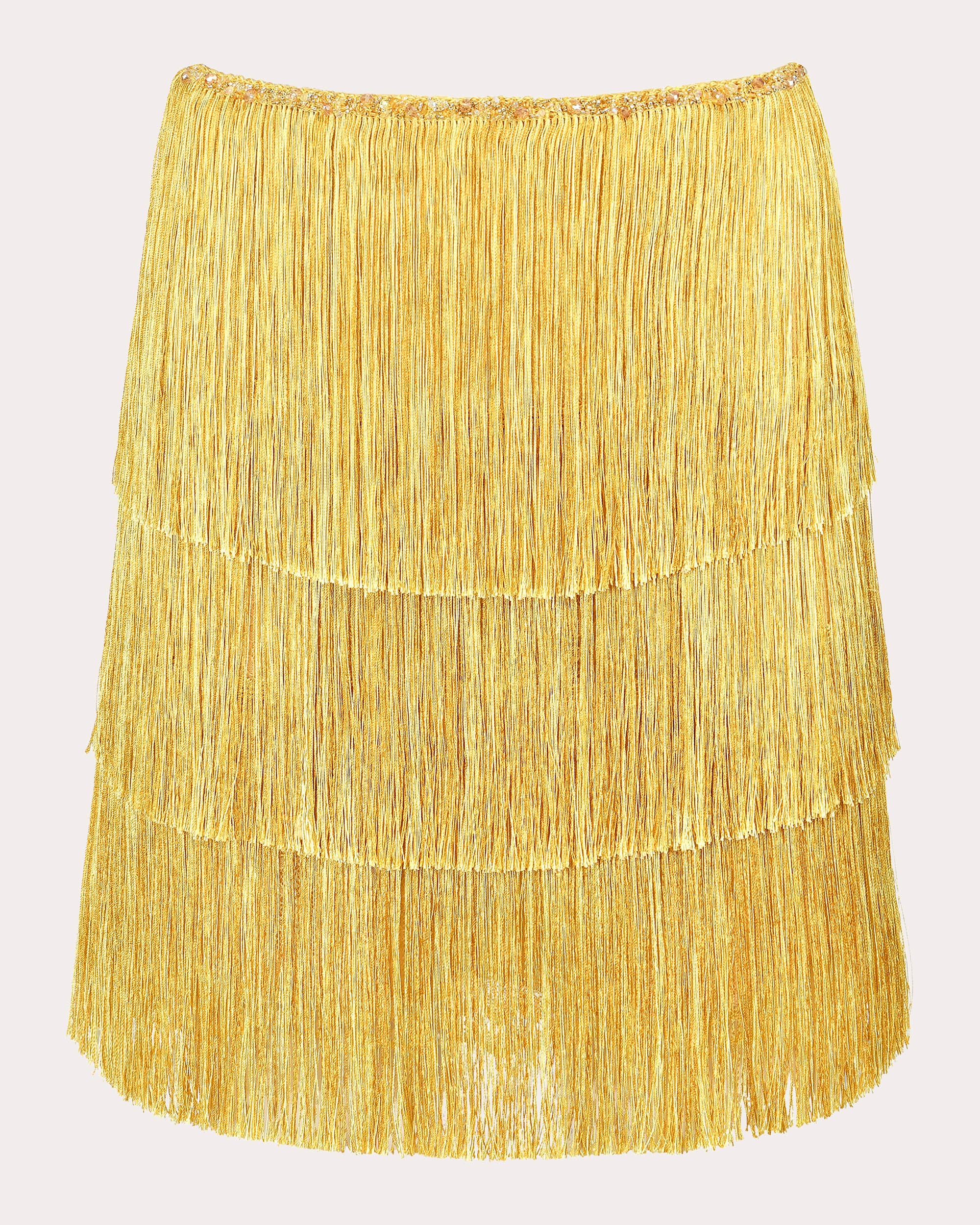 Sunlight Silk Fringe Tiered Mini Skirt