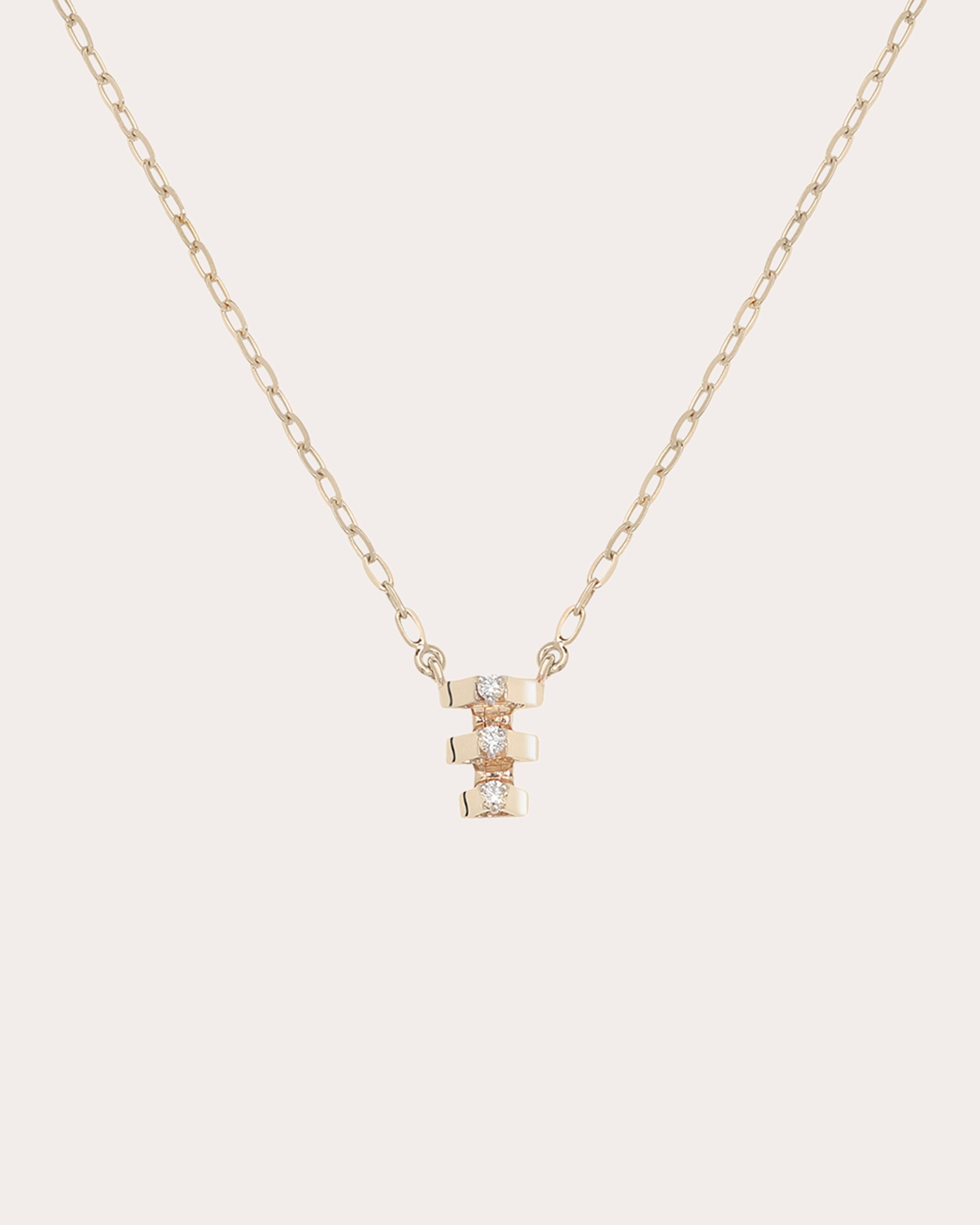 Diamond Stacked Mini Tricone Pendant Necklace