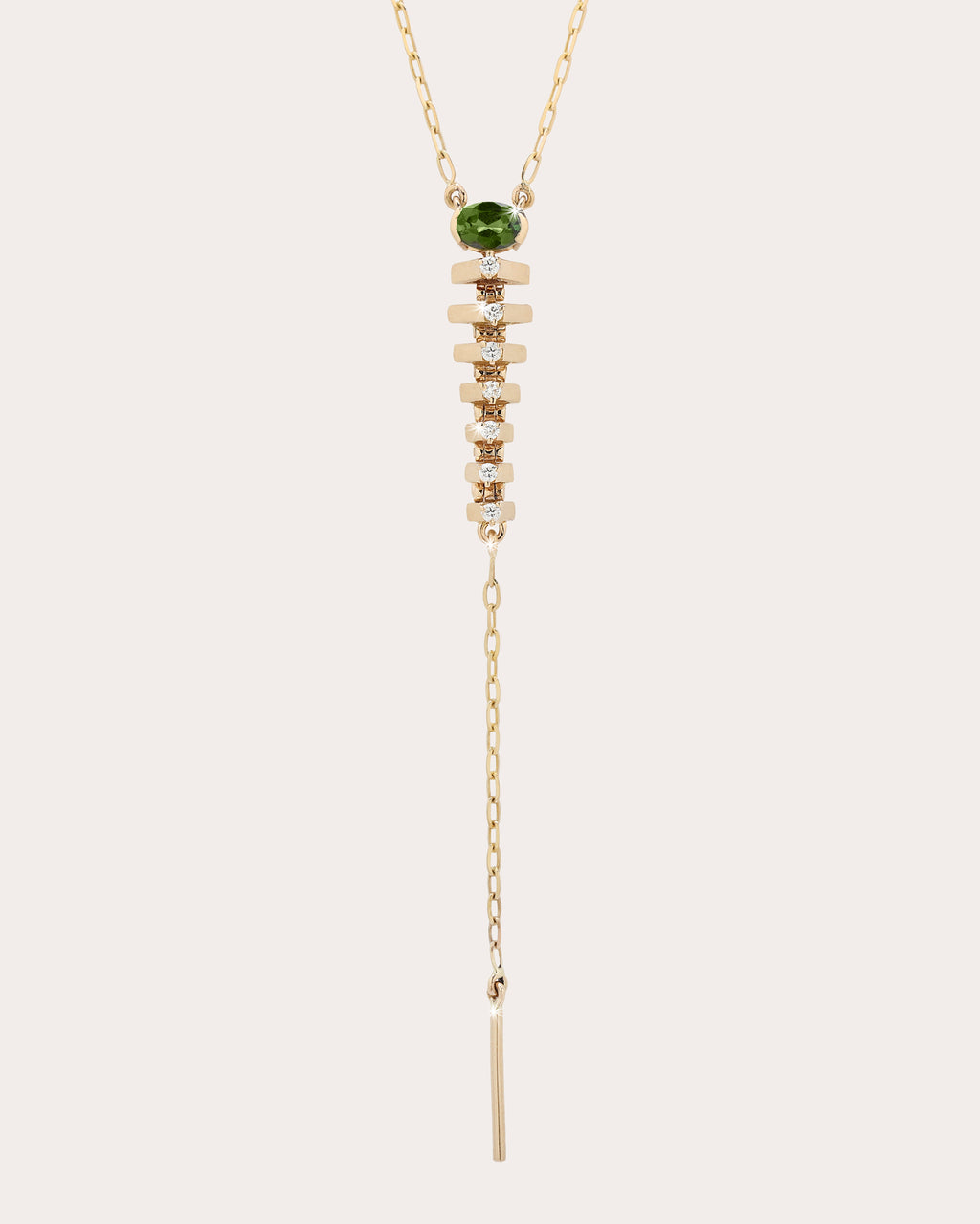 Green Tourmaline Mini Tricone Drop String Necklace