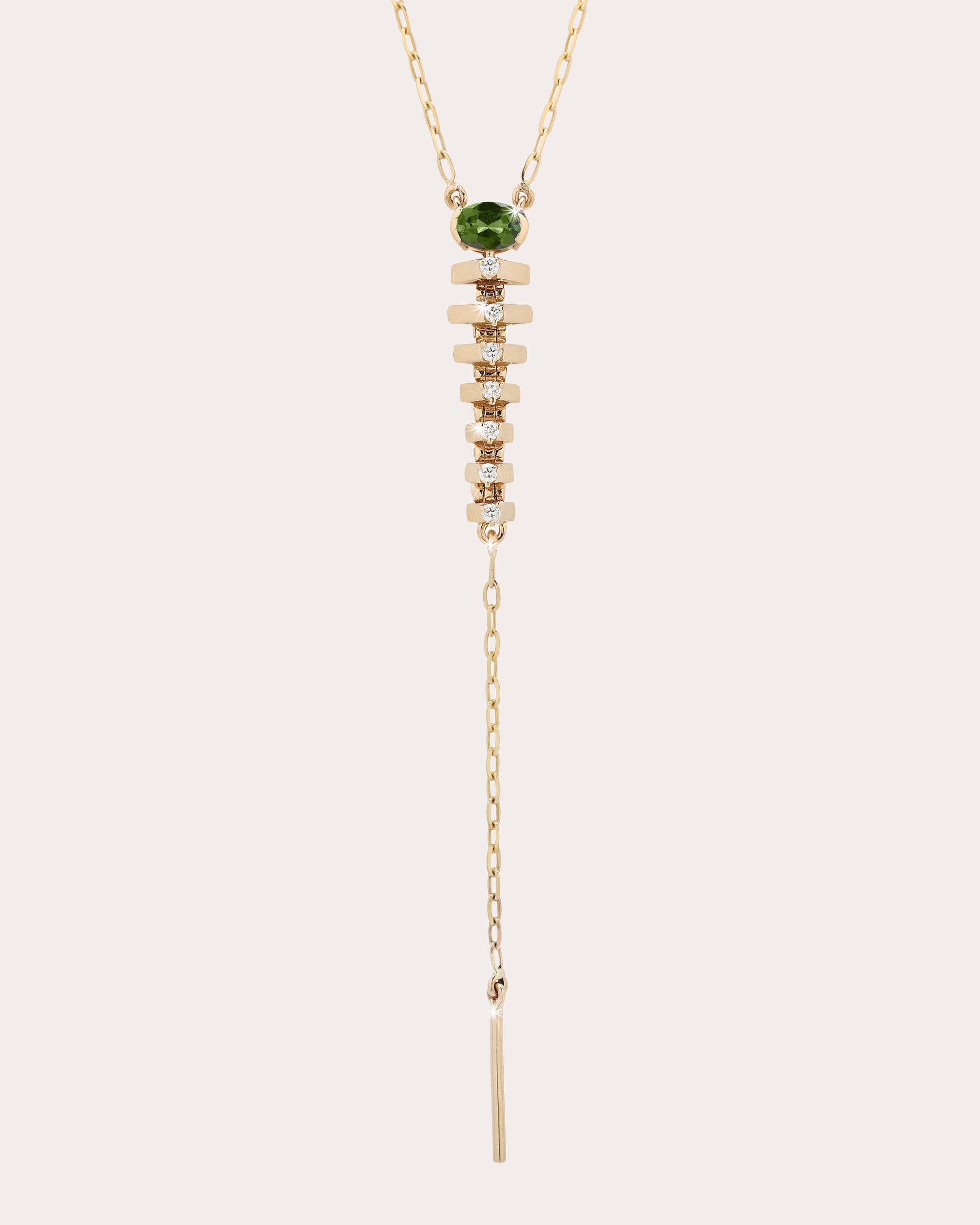 Green Tourmaline Mini Tricone Drop String Necklace