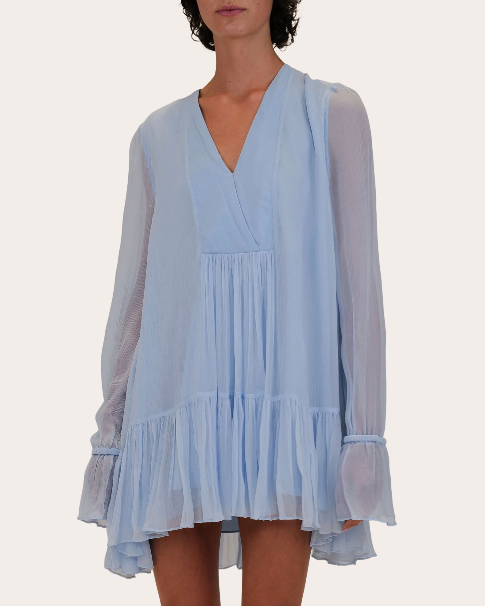 Thistle Silk Chiffon Gathered Mini Dress