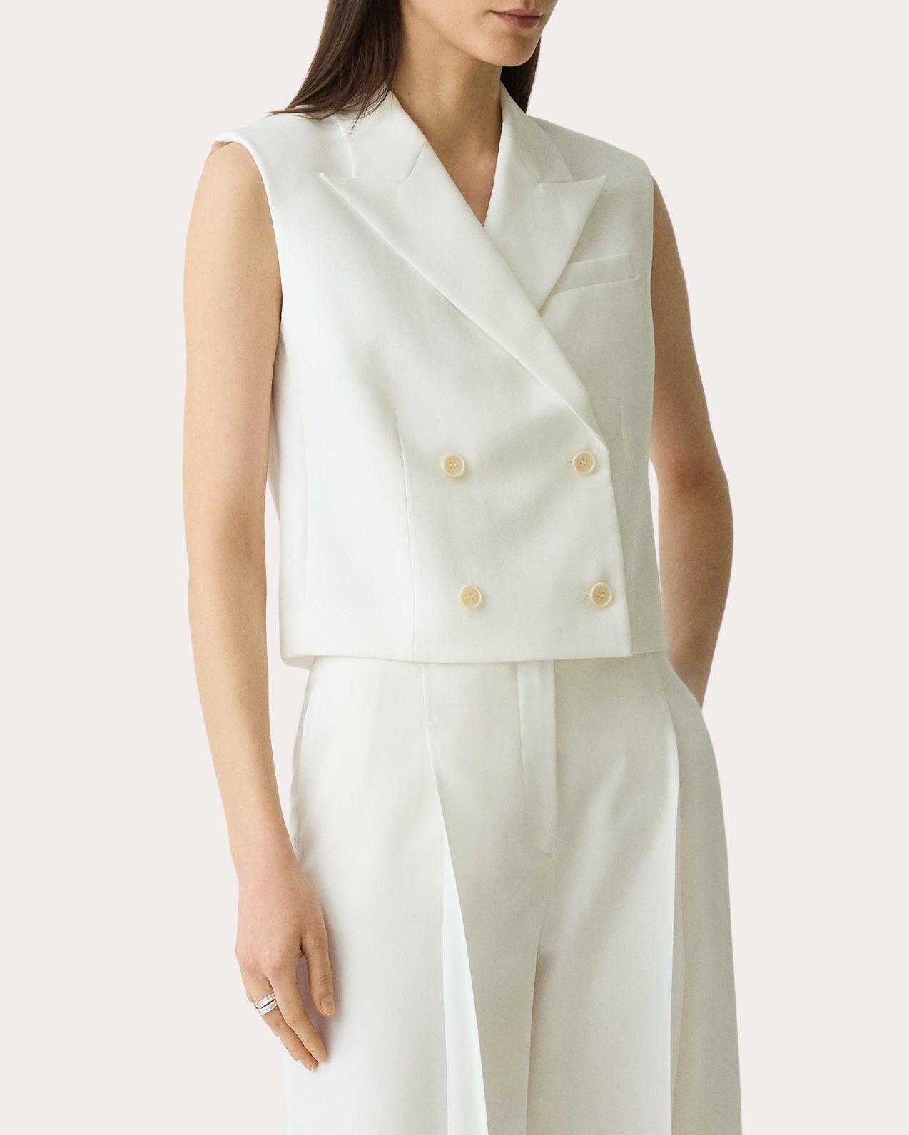 City Twill Peak Double-Breasted Vest