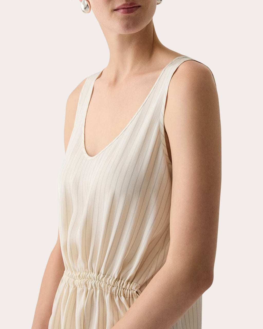Washed Twill Stripe Drawstring Tank Top