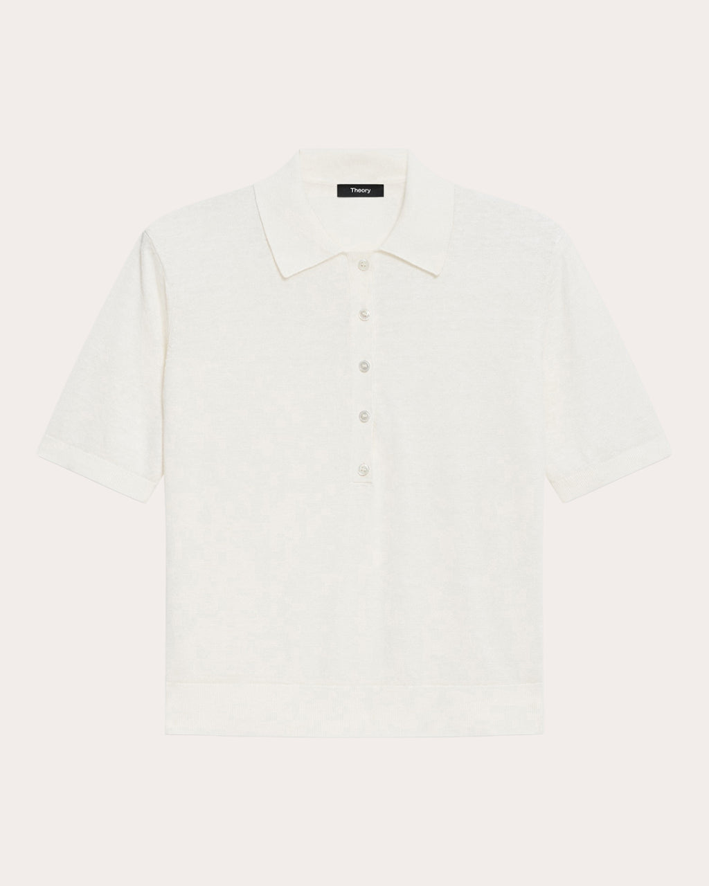 Sheer Linen Knit Cropped Polo