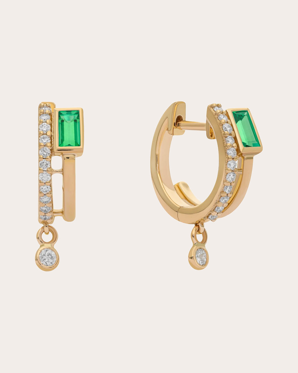 Emerald & Diamond 14k Gold Tove Huggie Earrings