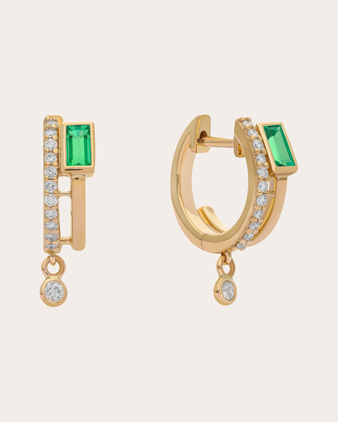 Emerald & Diamond 14k Gold Tove Huggie Earrings