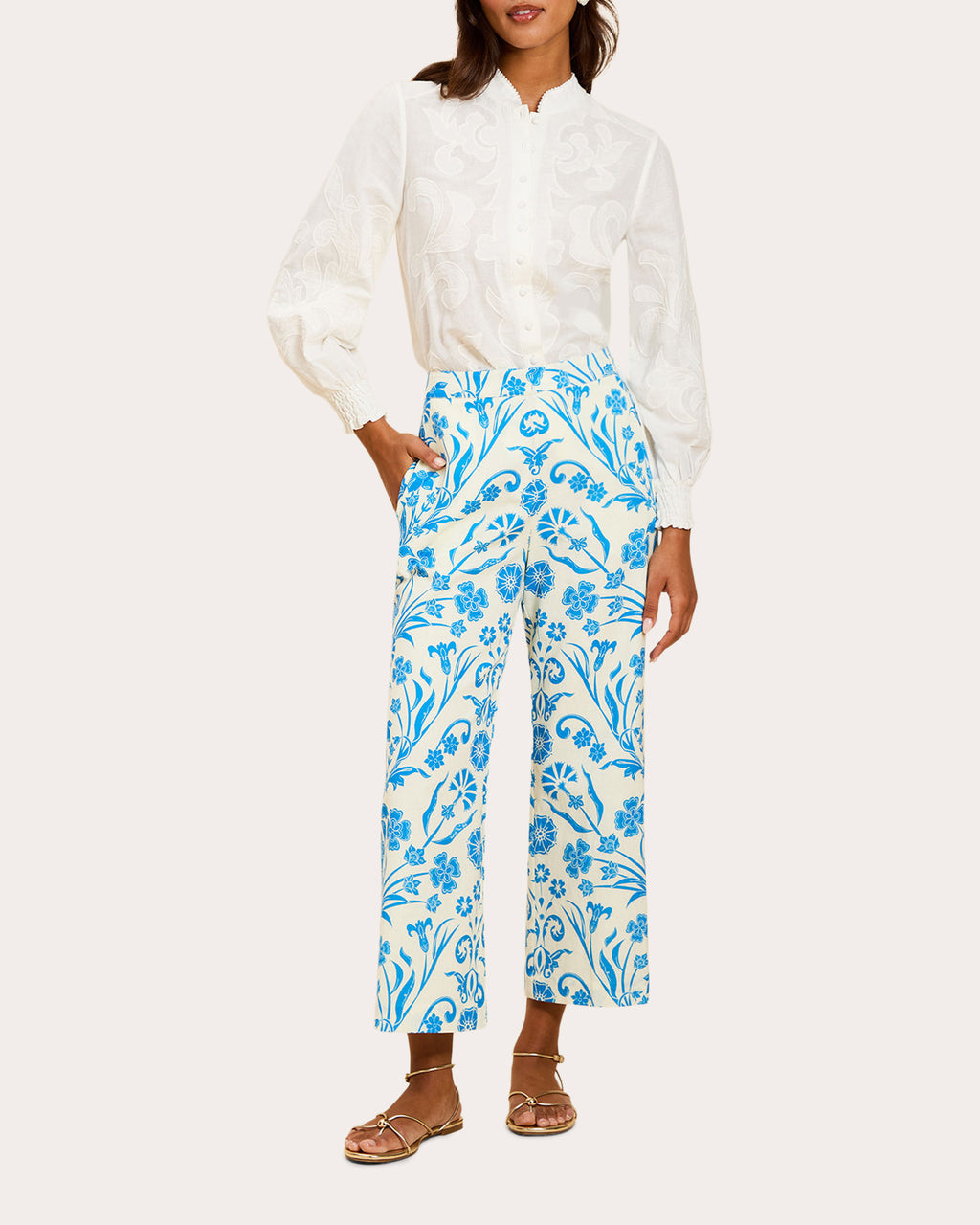 Taylor Floral Cotton Cropped Pants