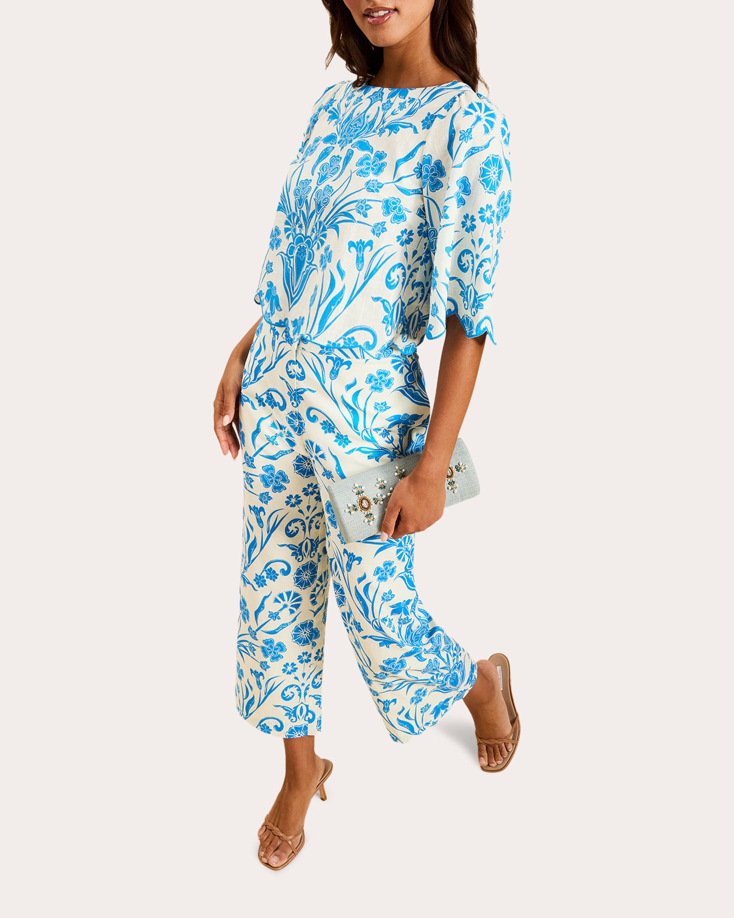 Taylor Floral Cotton Cropped Pants