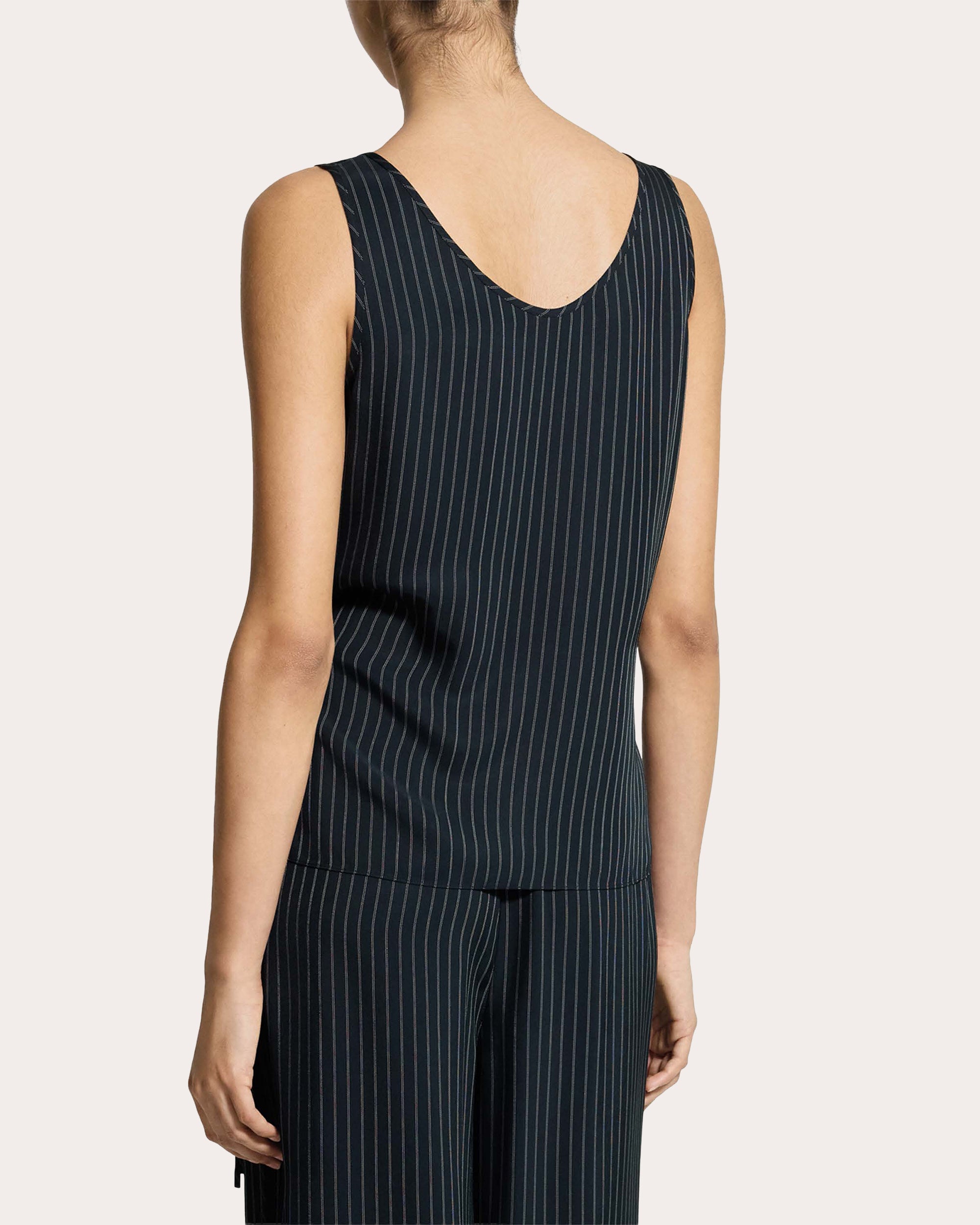 Washed Twill Stripe Drawstring Tank Top
