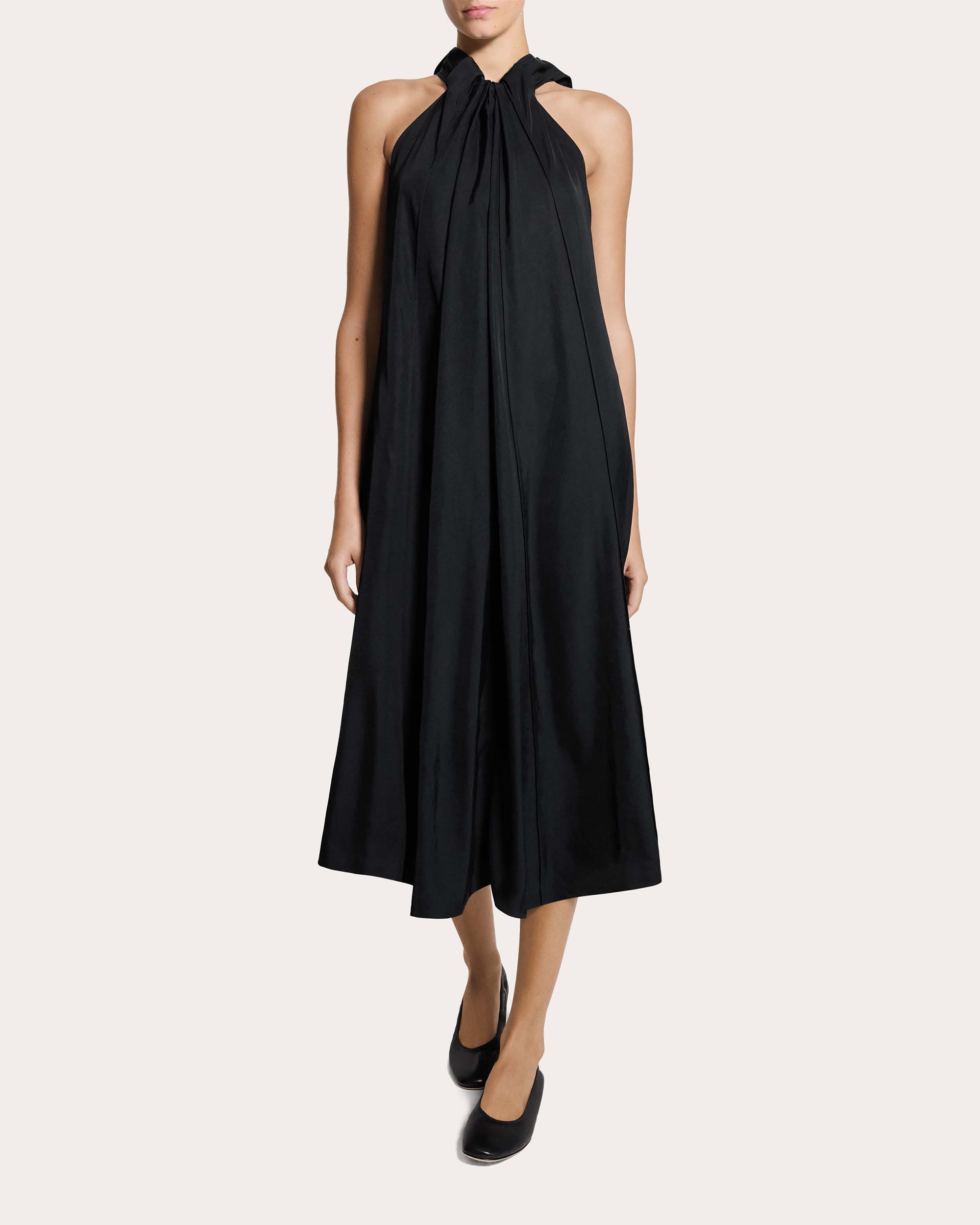 Washed Twill Drawstring Tank Midi Dress
