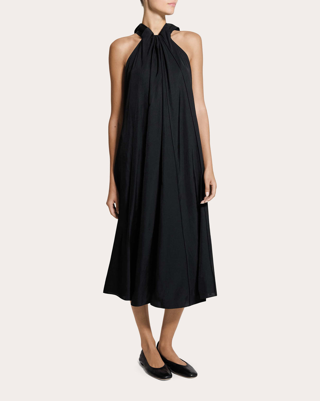 Washed Twill Drawstring Tank Midi Dress