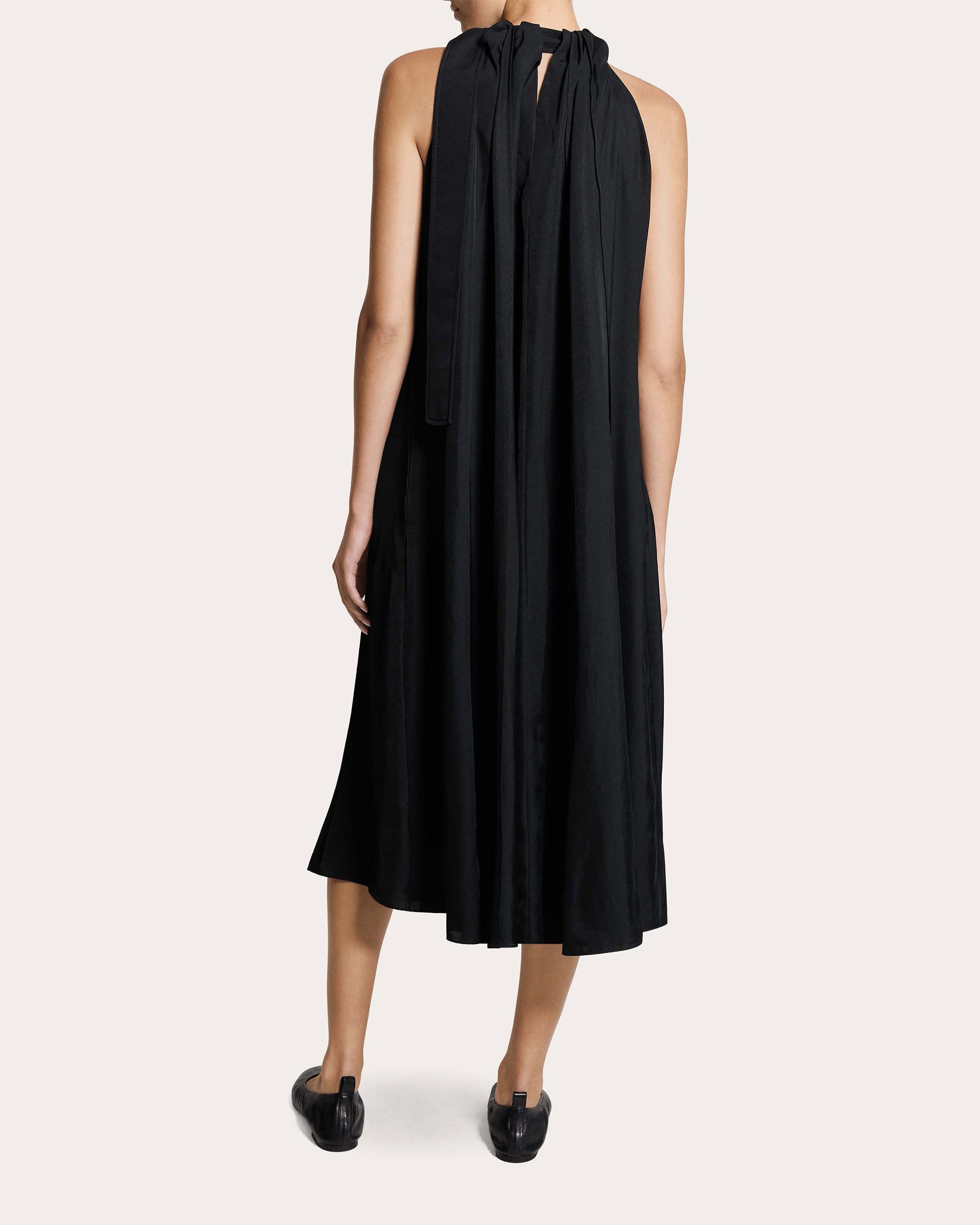 Washed Twill Drawstring Tank Midi Dress