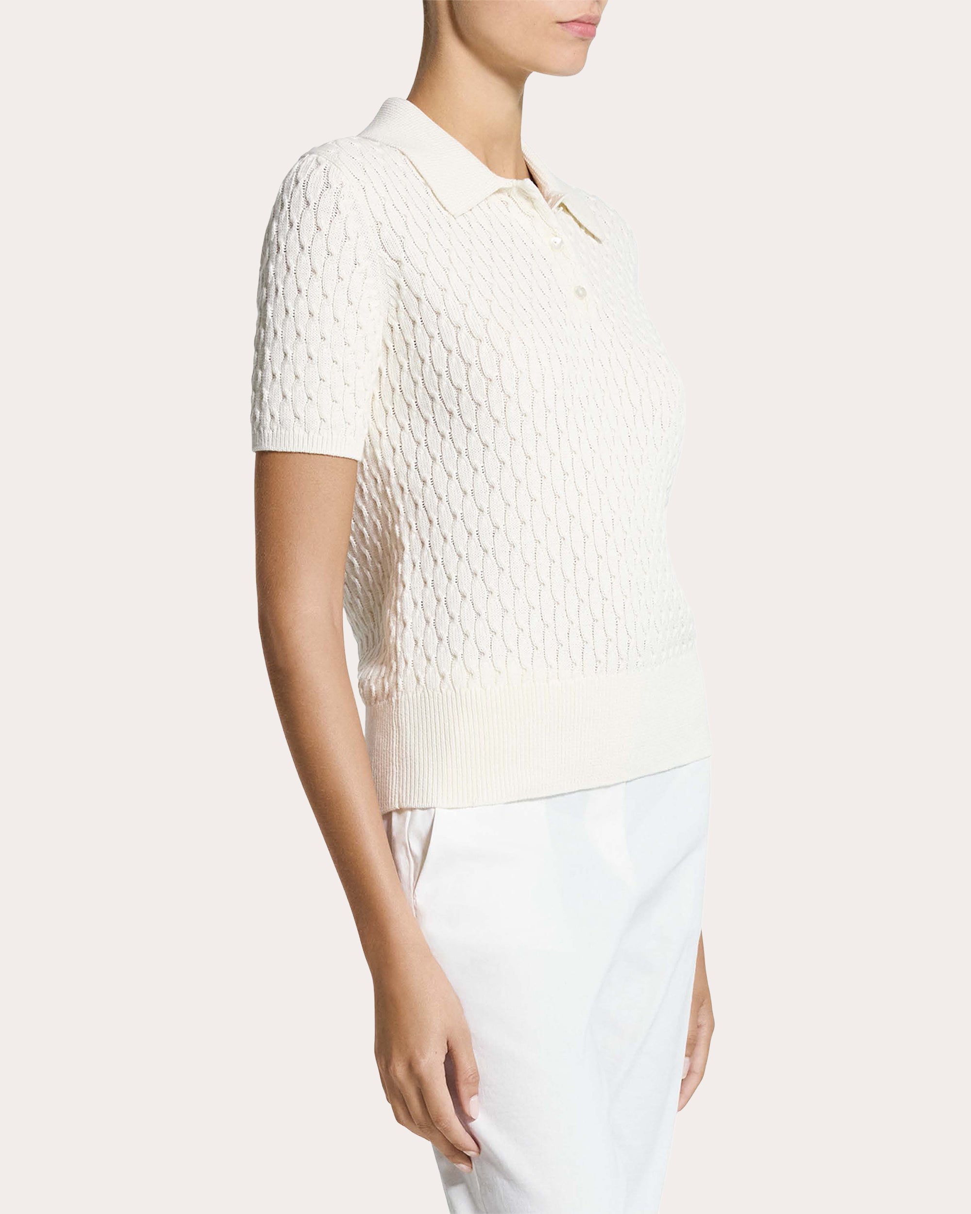 Organic Cotton Cable Knit Polo