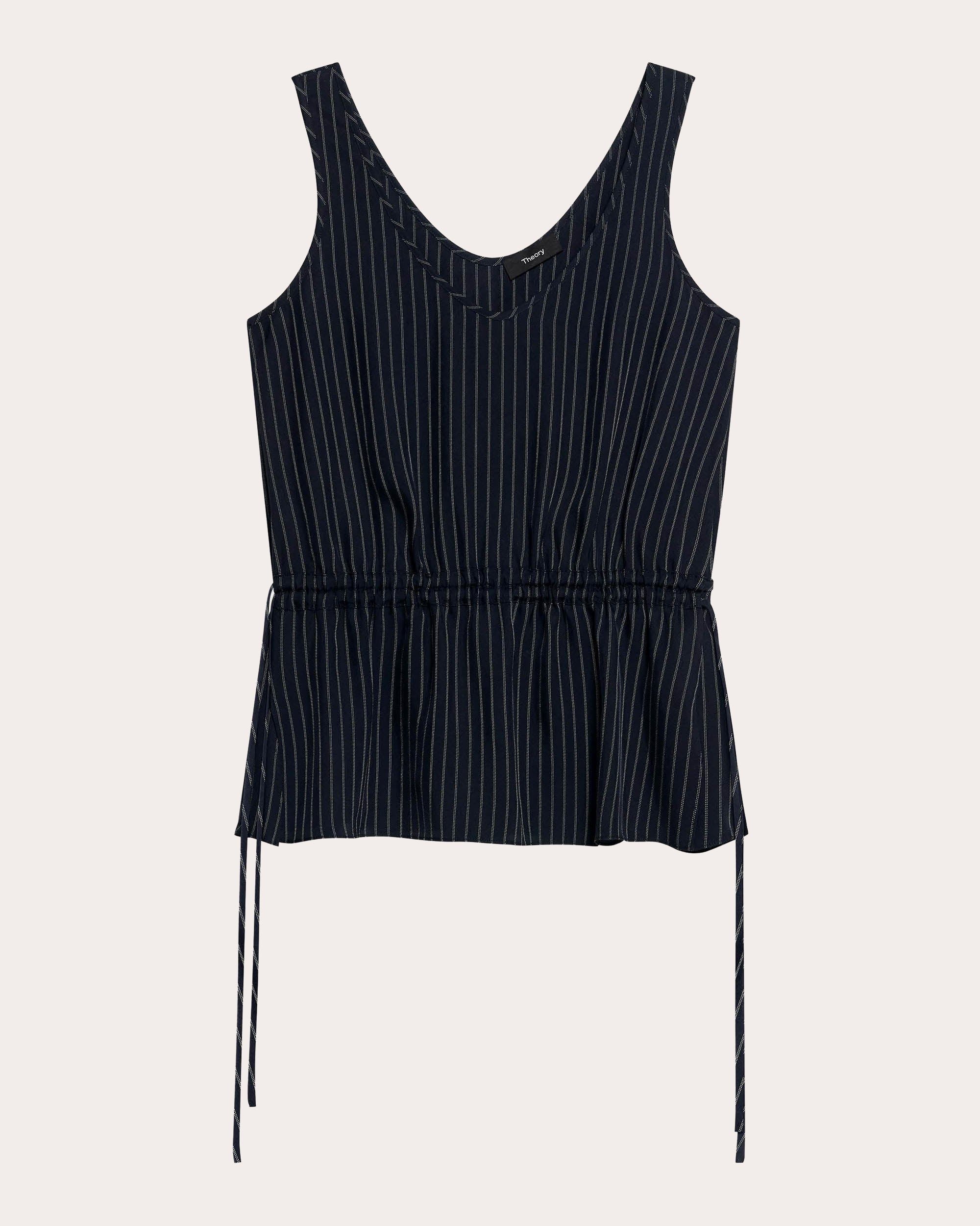 Washed Twill Stripe Drawstring Tank Top