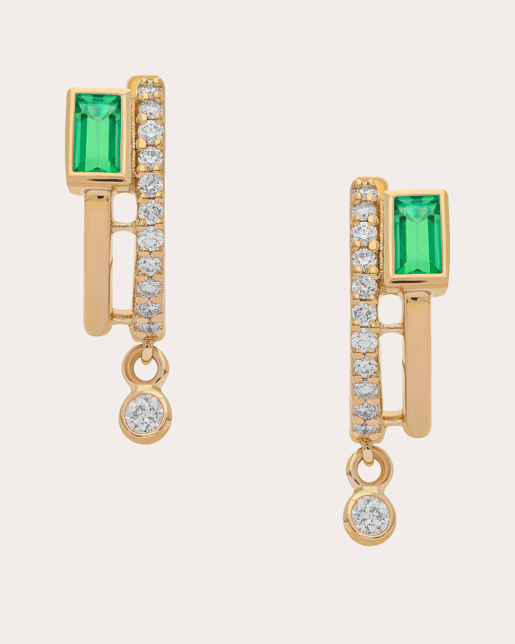 Emerald & Diamond 14k Gold Tove Huggie Earrings