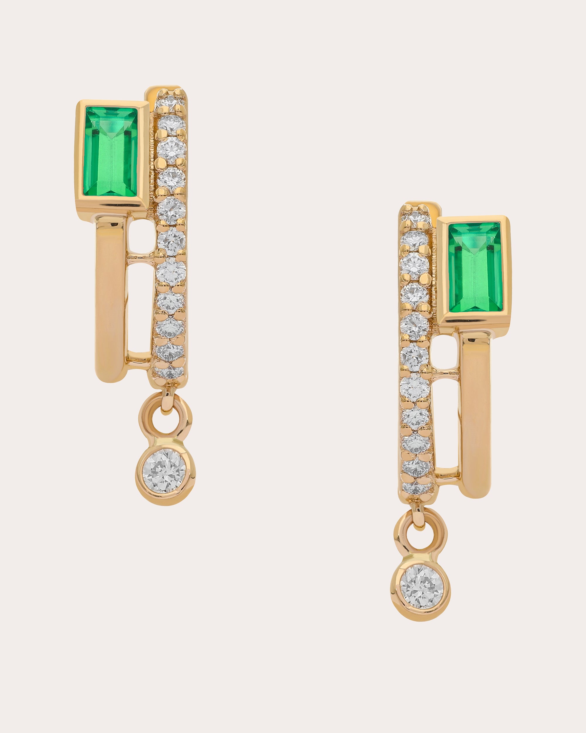 Emerald & Diamond 14k Gold Tove Huggie Earrings