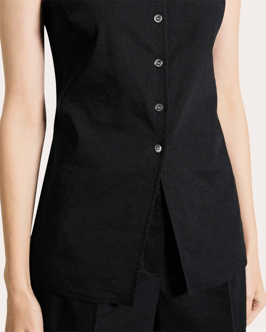 Good Linen Boatneck Cutaway Vest Top