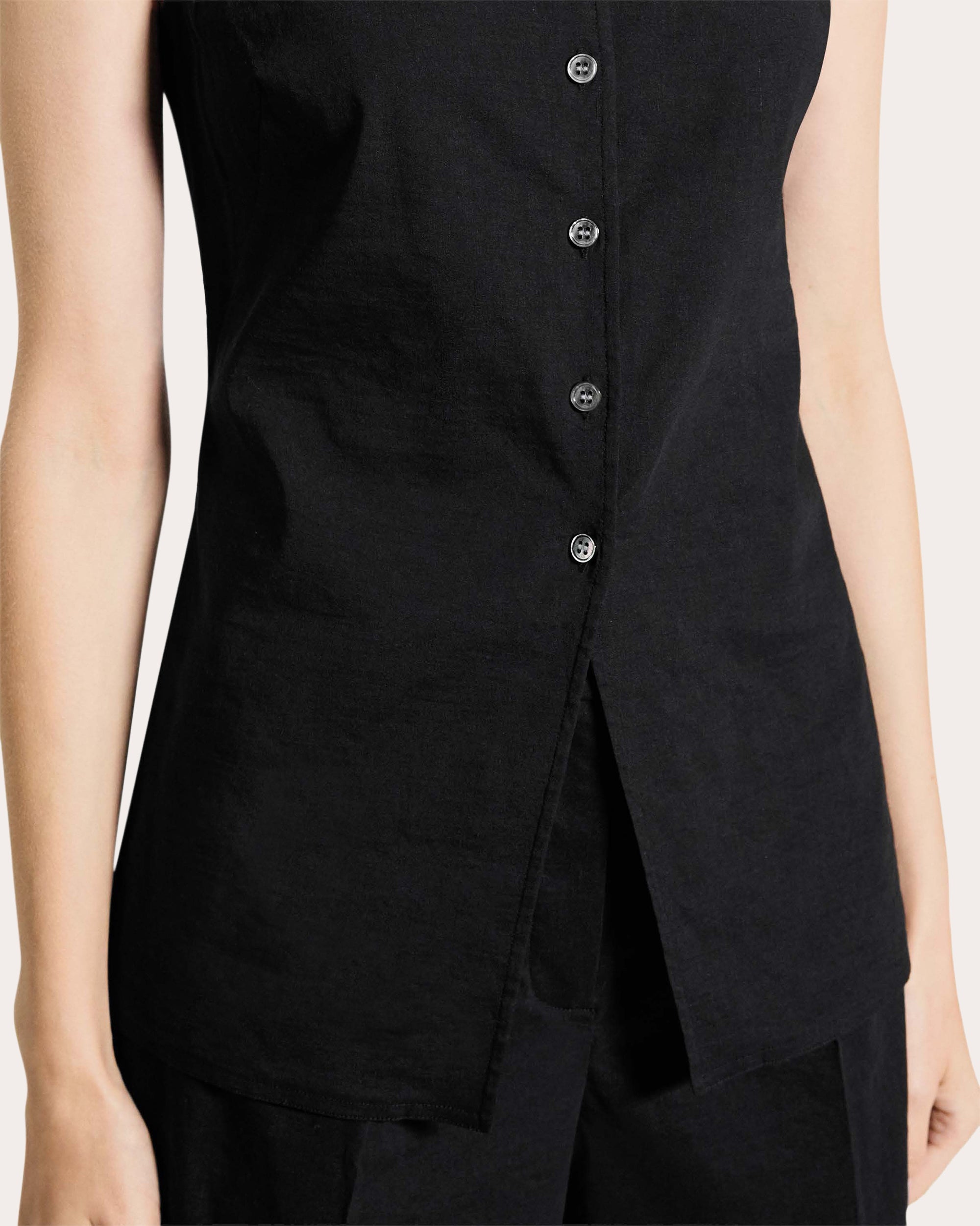 Good Linen Boatneck Cutaway Vest Top