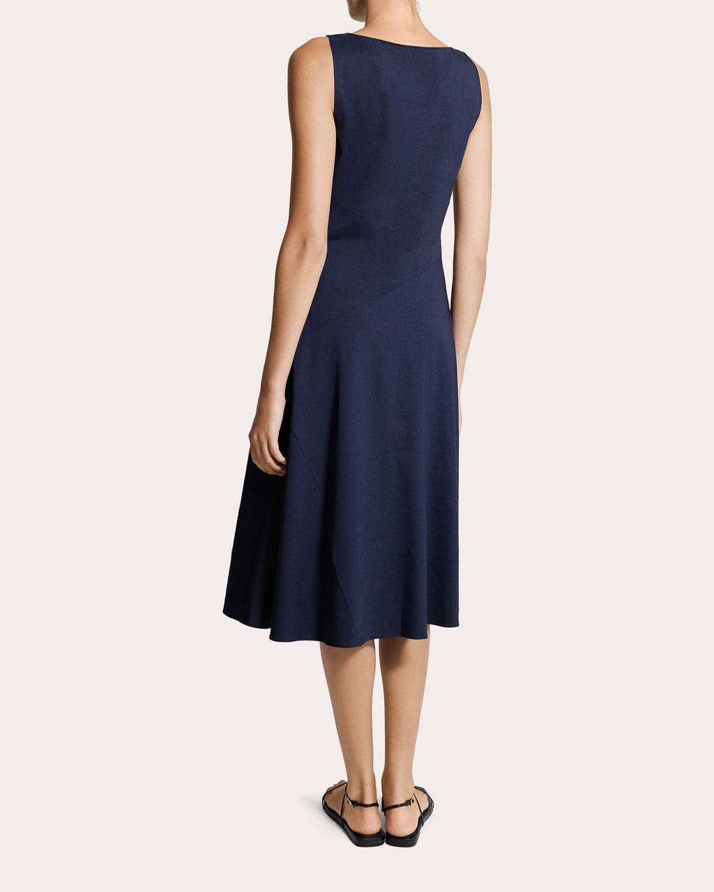Good Linen Bias-Cut Boatneck Midi Dress
