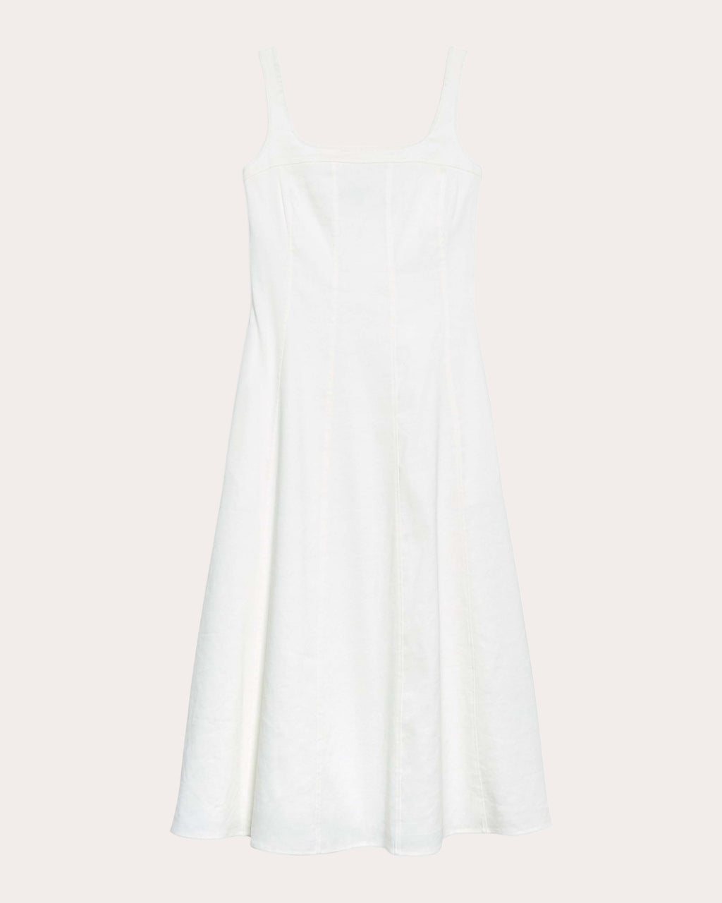 Good Linen Square Neck Seamed Midi Dress