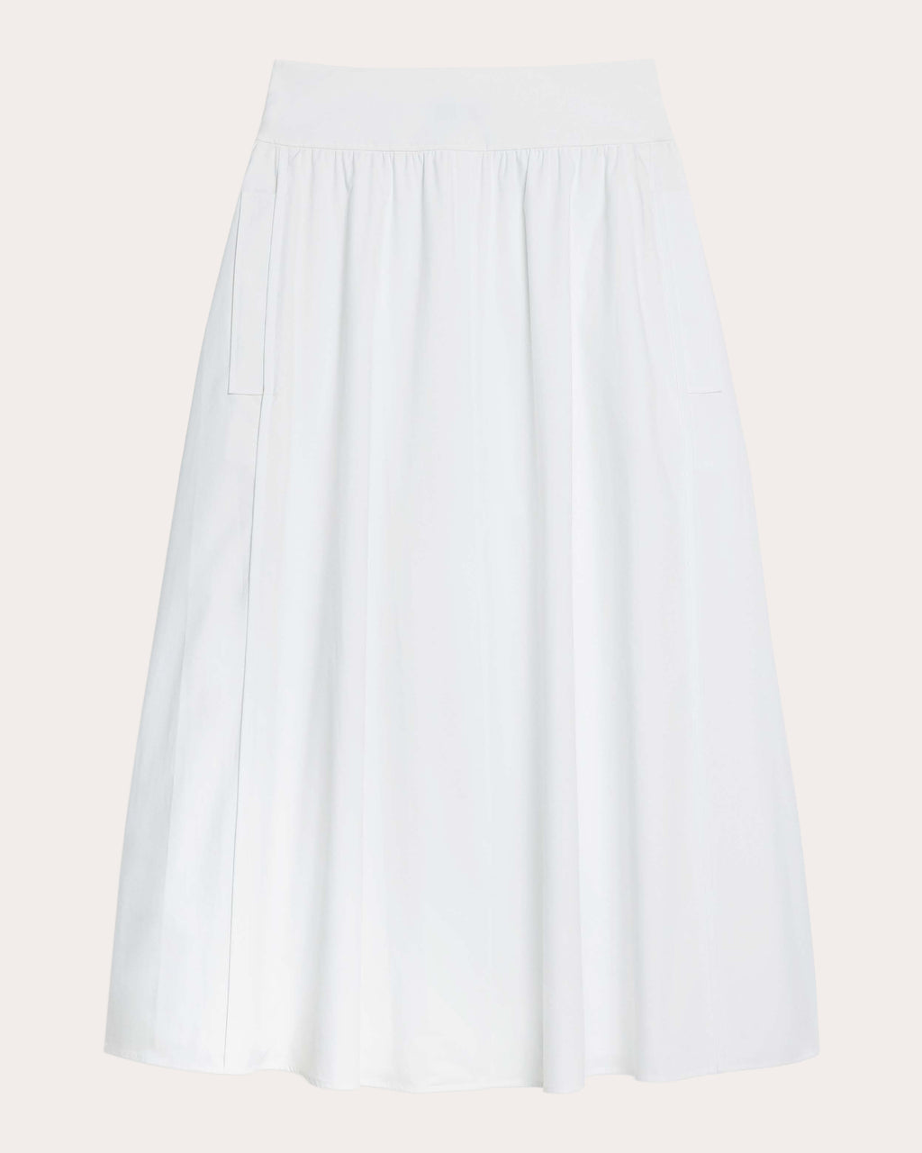 Cotton Poplin Vented A-Line Skirt