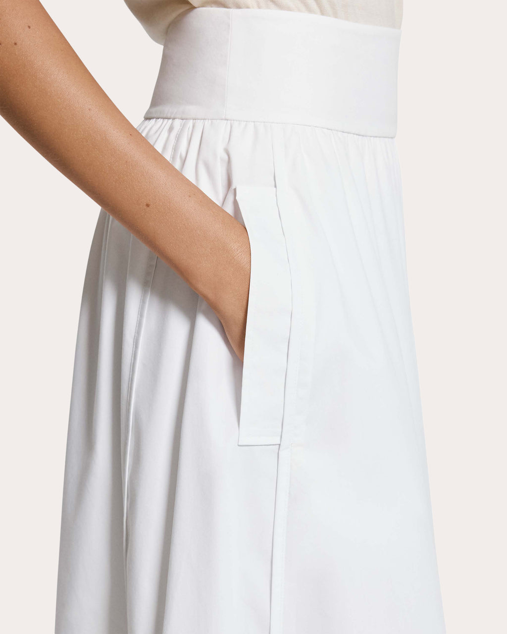 Cotton Poplin Vented A-Line Skirt
