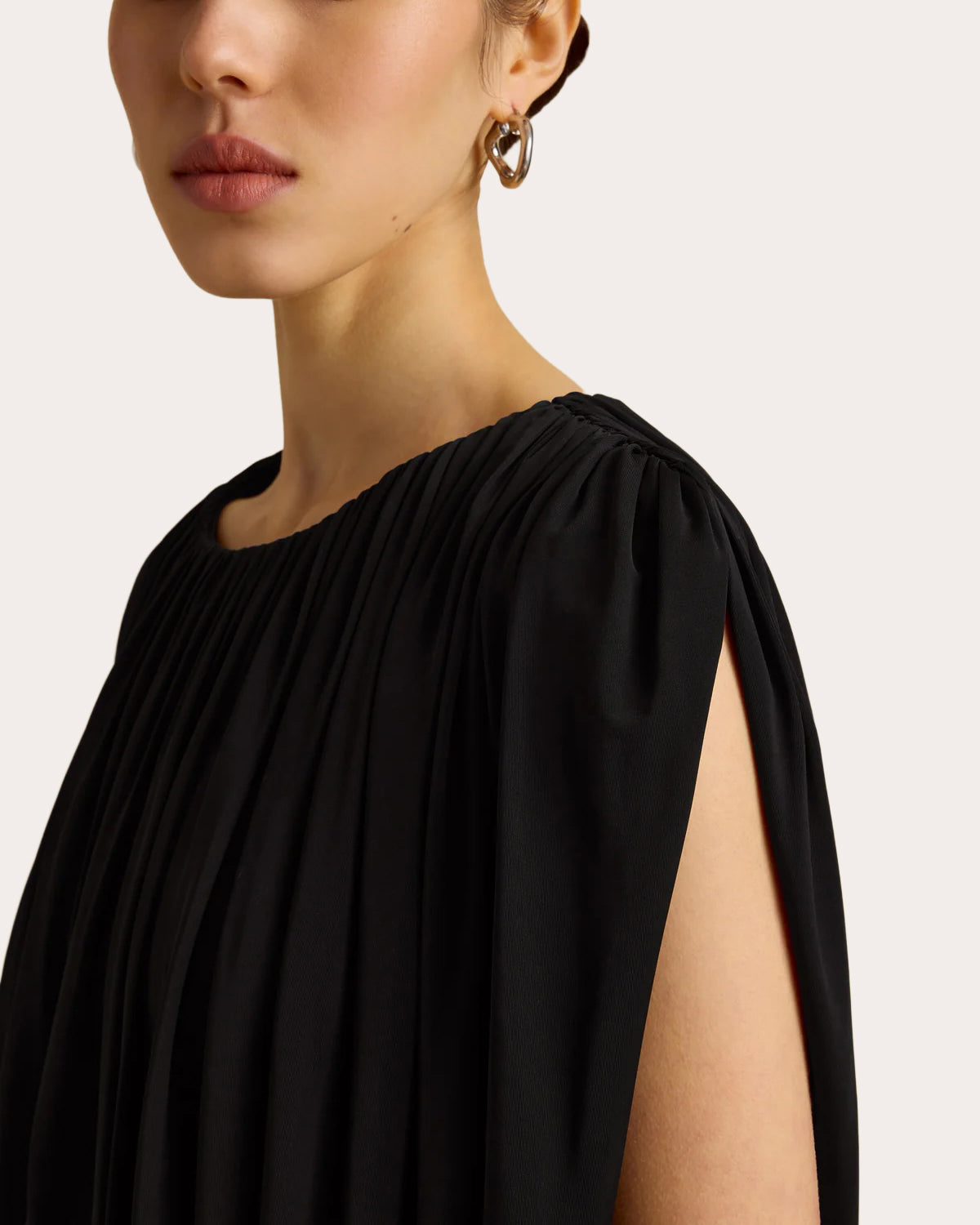 Jersey Gathered Drape Asymmetric Crop Top