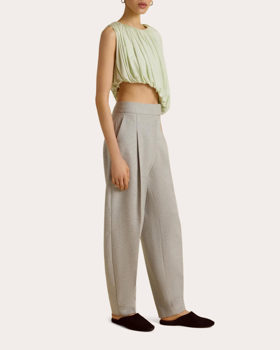 Jersey Gathered Drape Asymmetric Crop Top