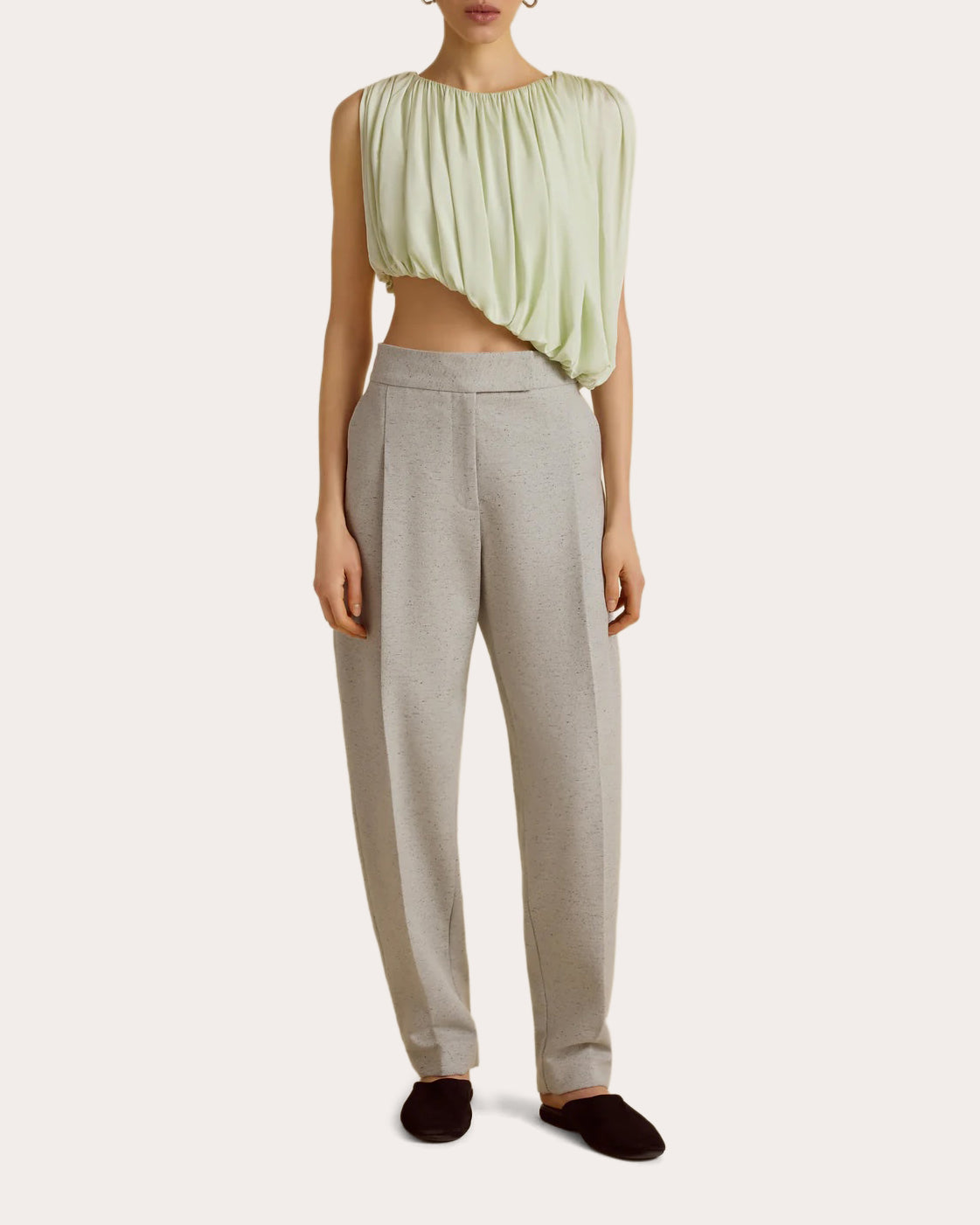 Jersey Gathered Drape Asymmetric Crop Top