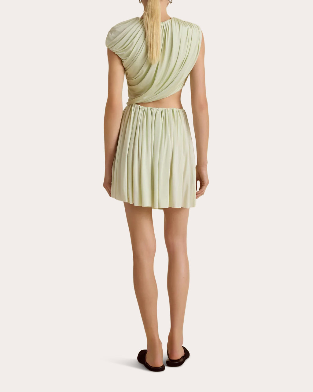 Jersey Cutout Gathered Drape Mini Dress
