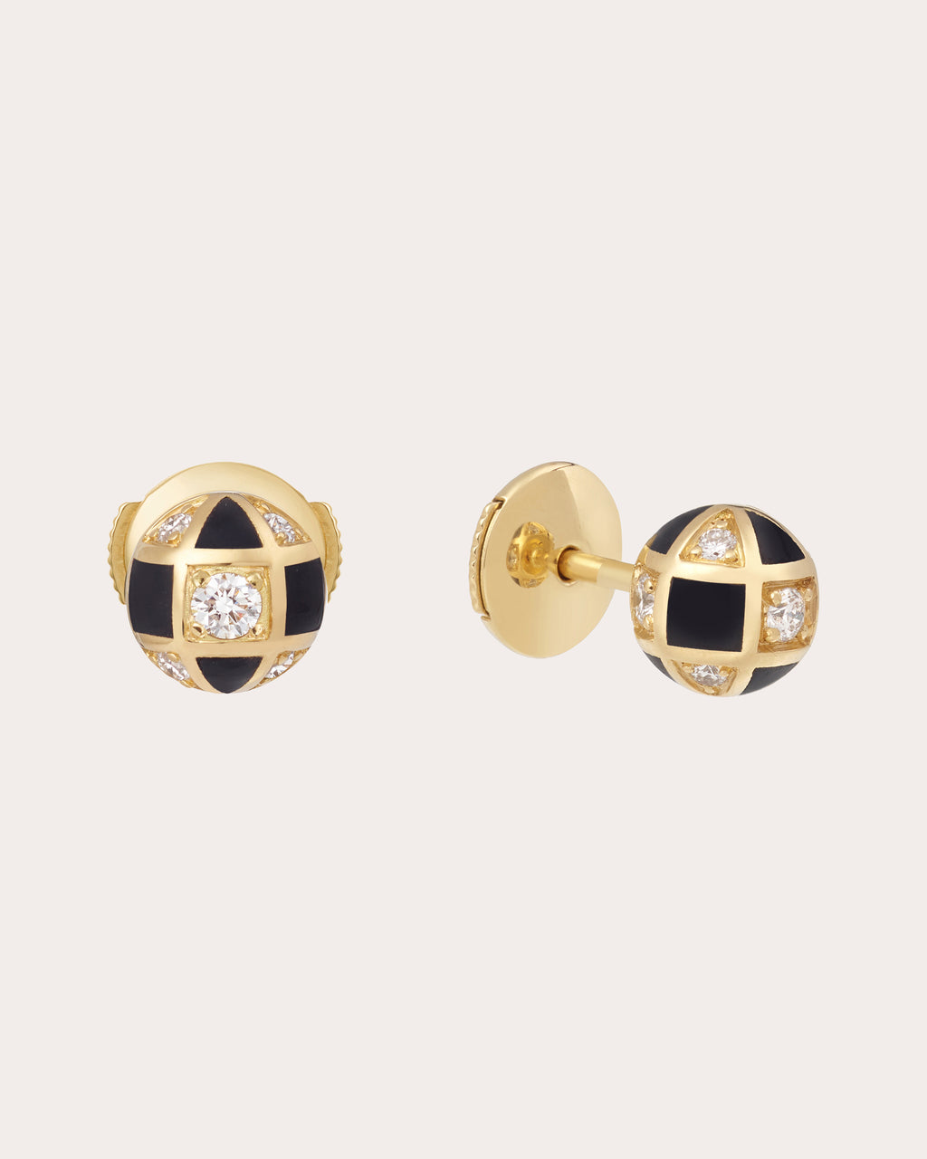 Diamond & 18k Gold Mini Globe Stud Earrings