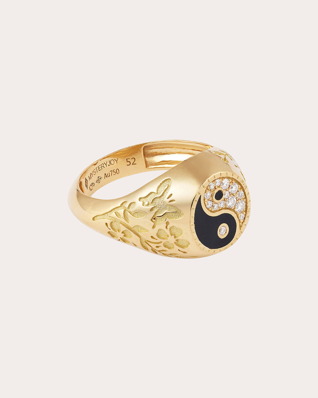 Diamond & 18k Gold Small Yin Yang Signet Ring
