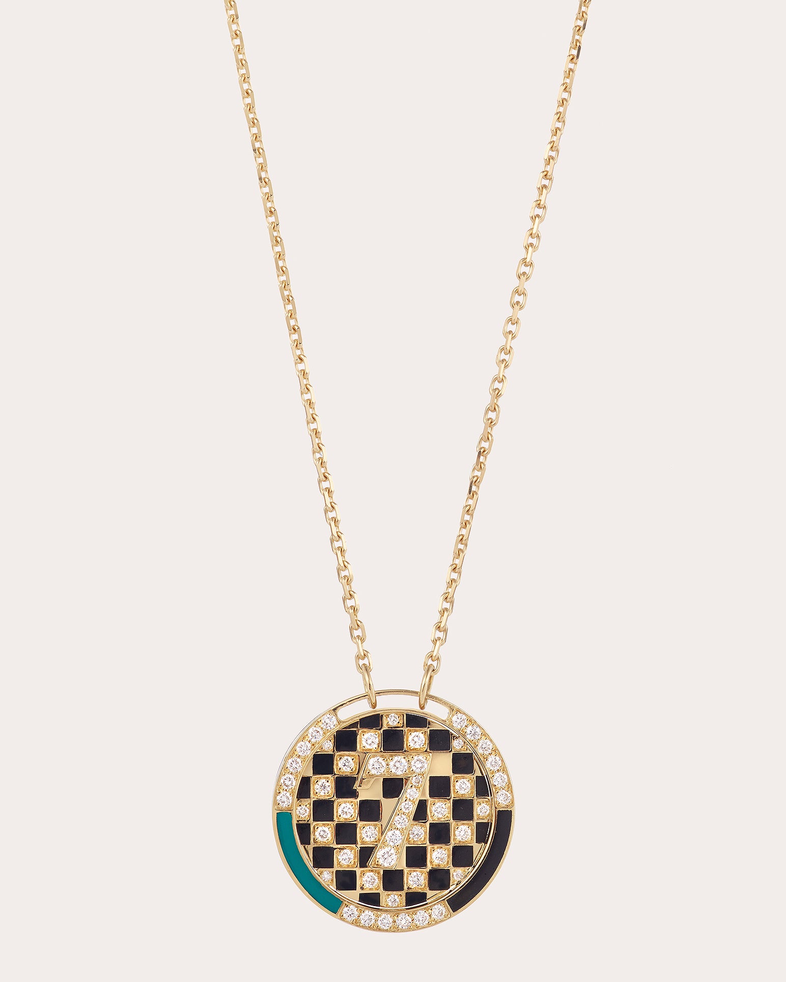 Diamond & 18k Gold Médaille Chess Pendant Necklace