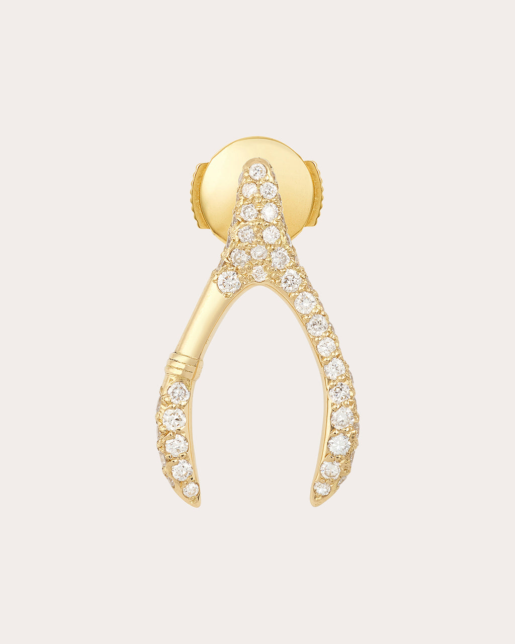 Diamond & 18k Gold Small Wishbone Stud Earring