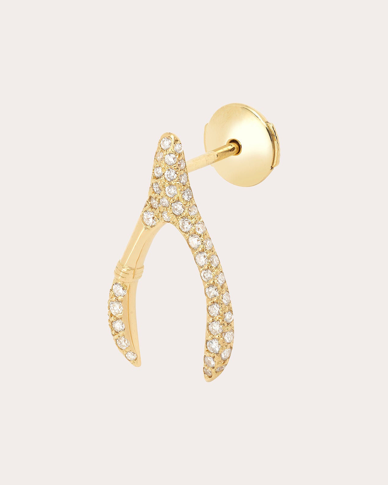Diamond & 18k Gold Small Wishbone Stud Earring