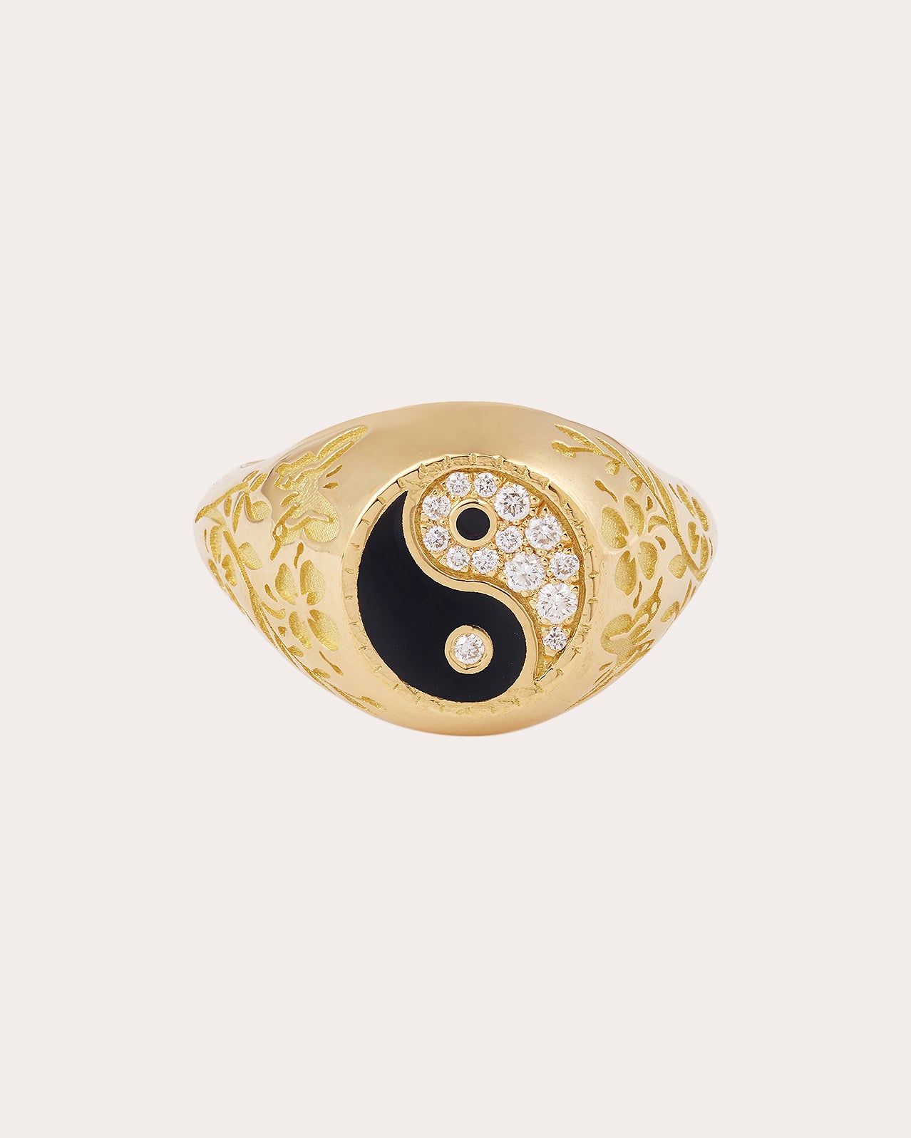 Diamond & 18k Gold Small Yin Yang Signet Ring