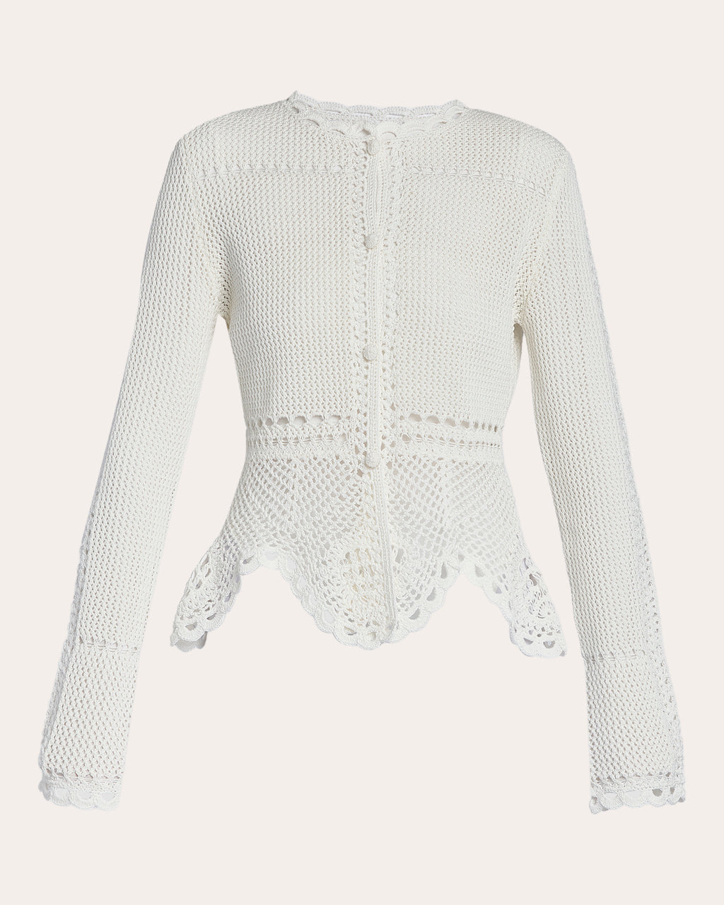 Cotton Crochet Peplum Cardigan