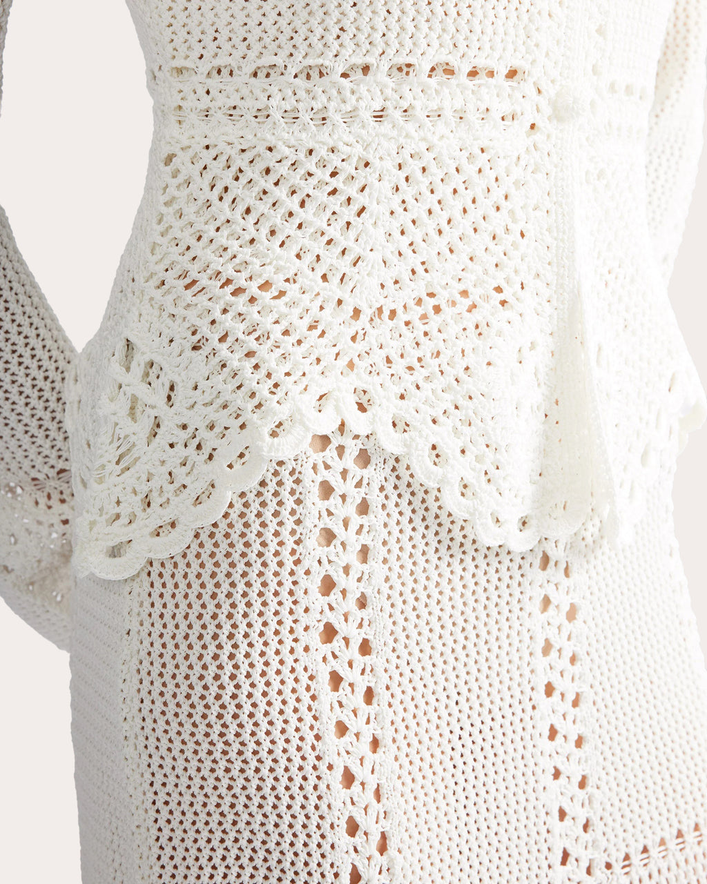 Cotton Crochet Peplum Cardigan