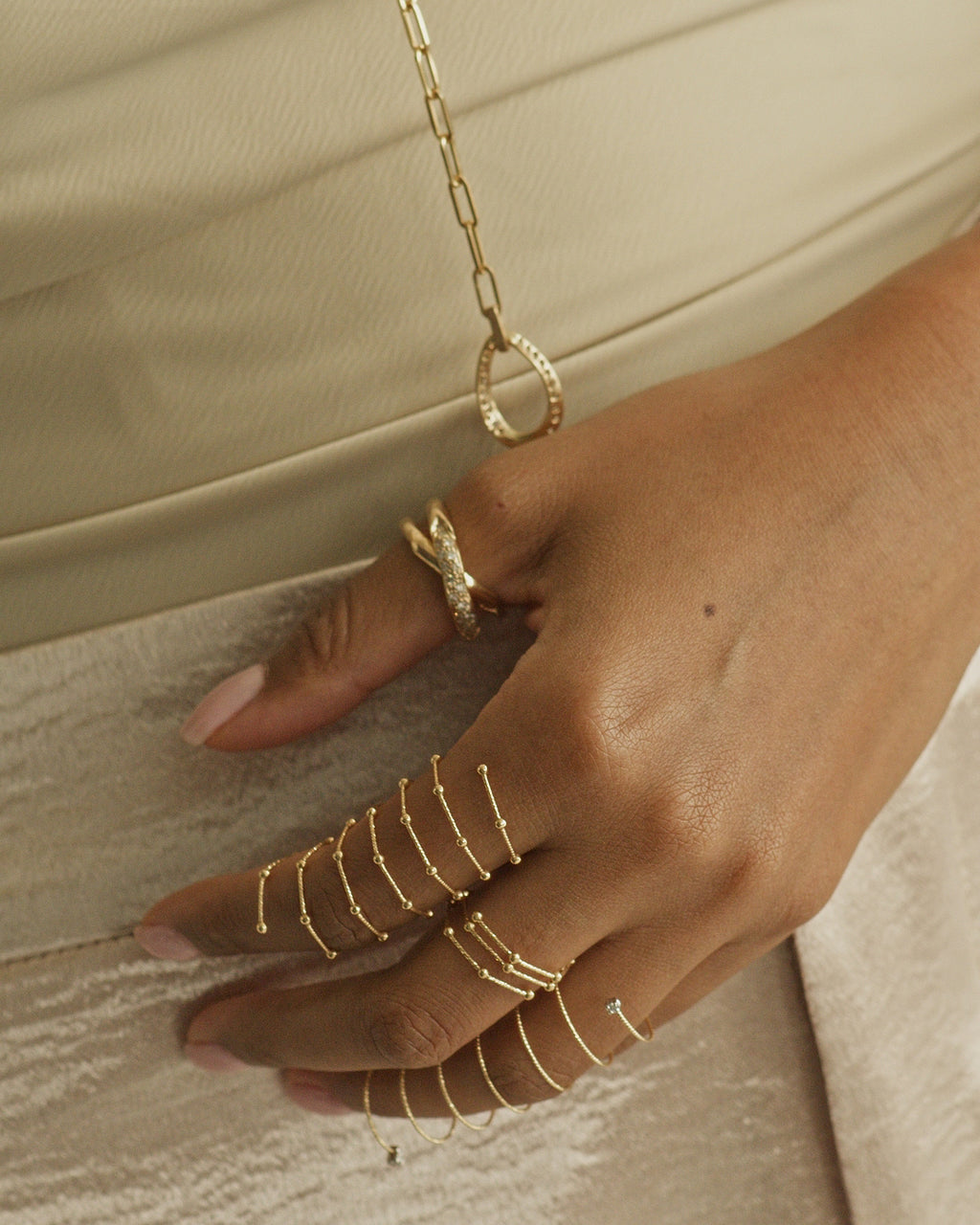 18k Gold Planeti Stacked Wire Ring