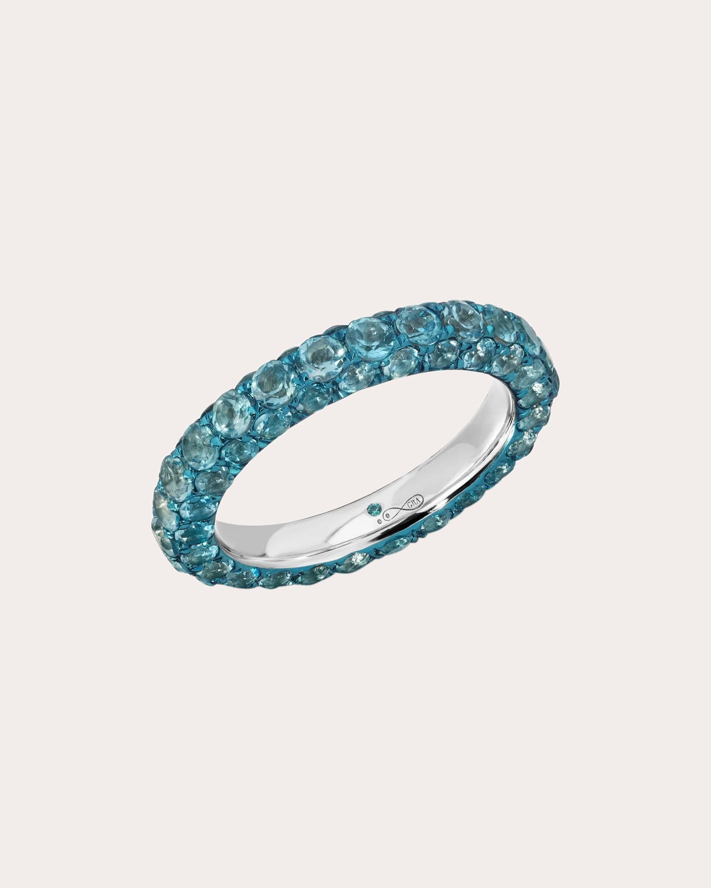 Blue Topaz & 18k White Gold Three-Sided Ring