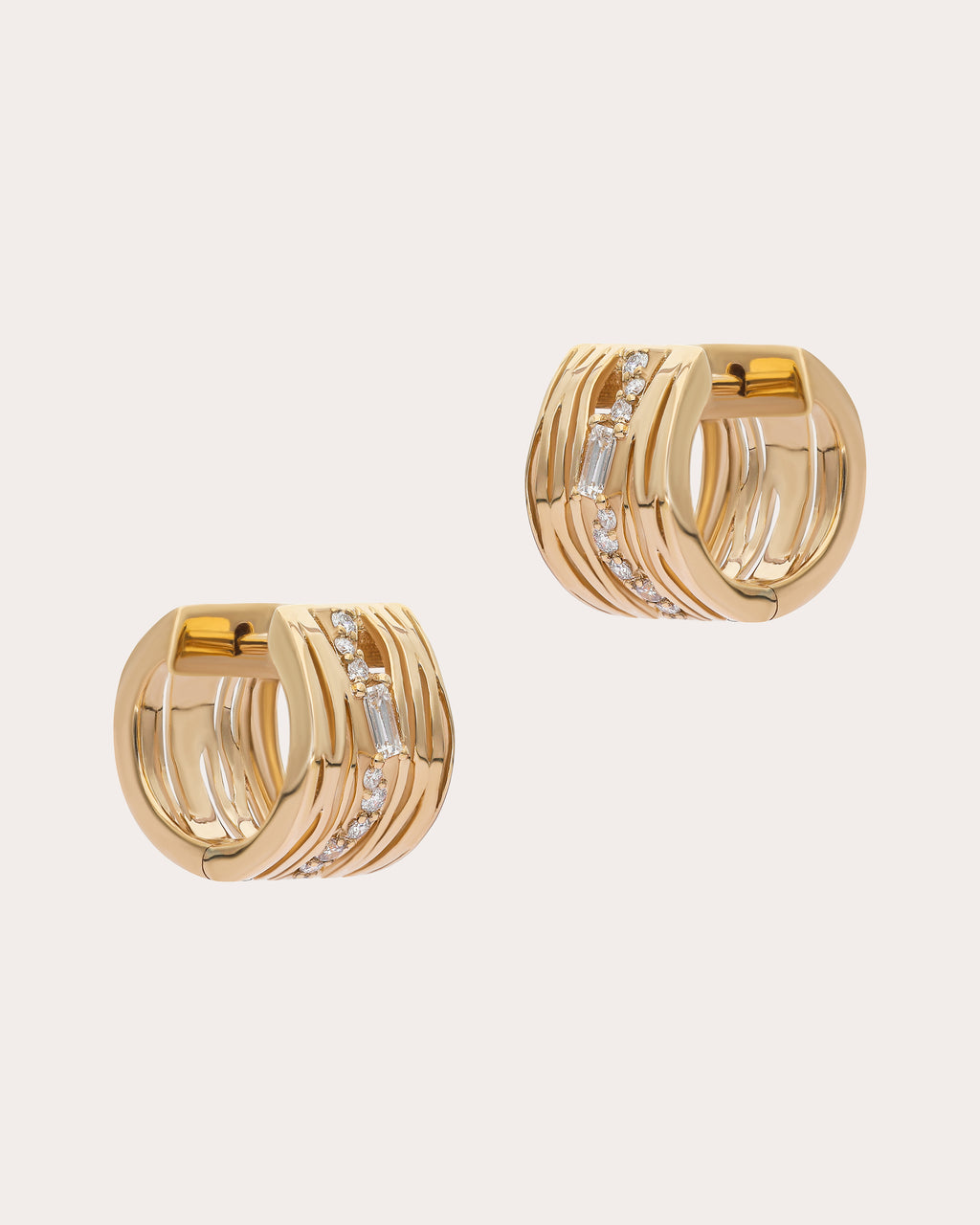 Diamond & 14k Gold Rivulet Wander Huggie Earrings