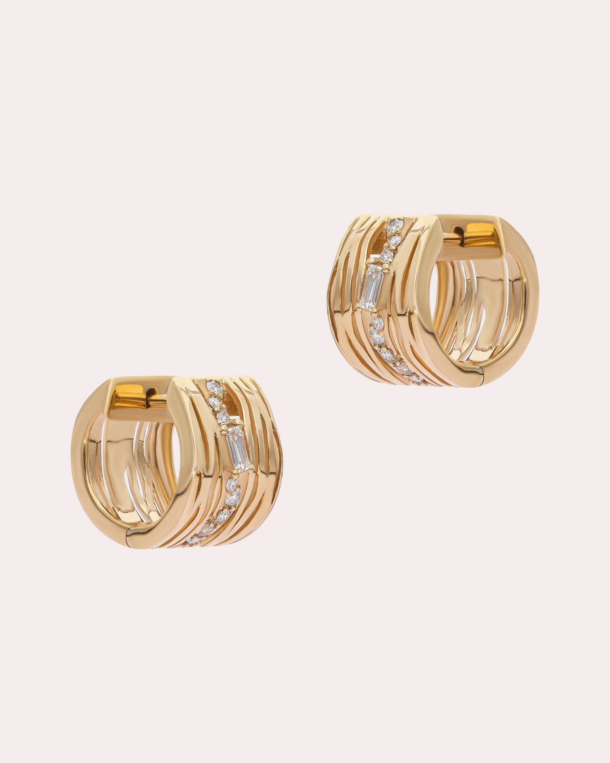 Diamond & 14k Gold Rivulet Wander Huggie Earrings
