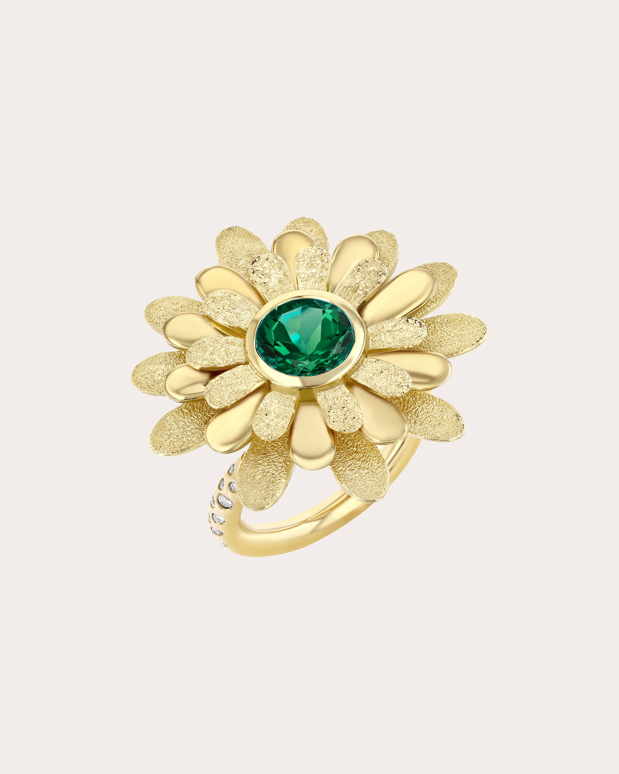 Green Tourmaline & Diamond Wildflower Ring