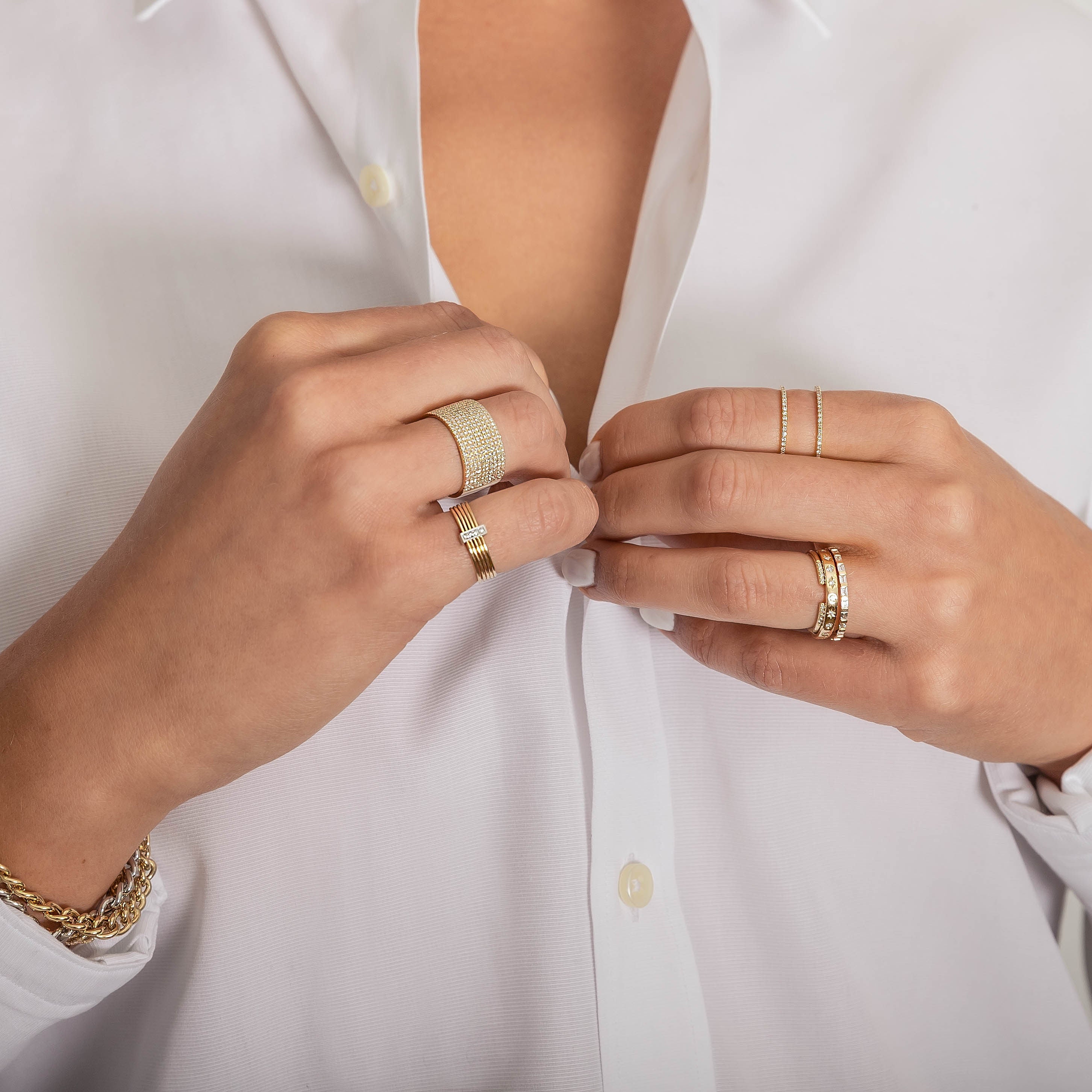 Diamond & 14k Gold Double Band Eternity Ring