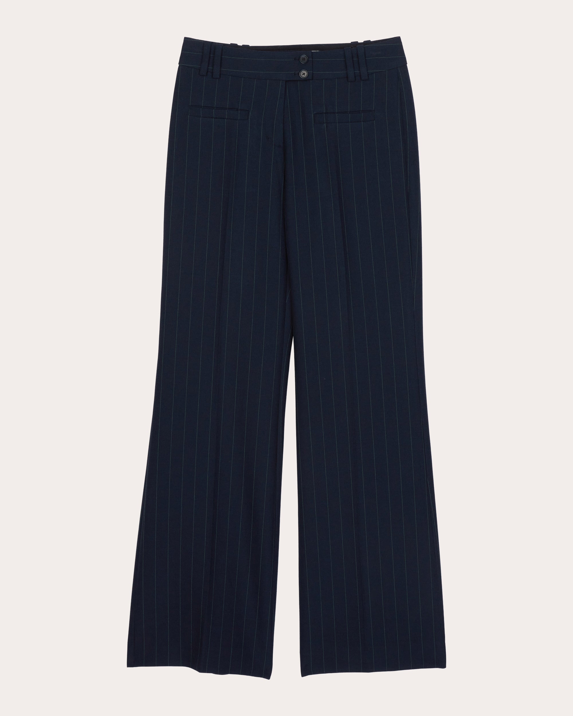 Pinstripe Straight-Leg Flare Trousers
