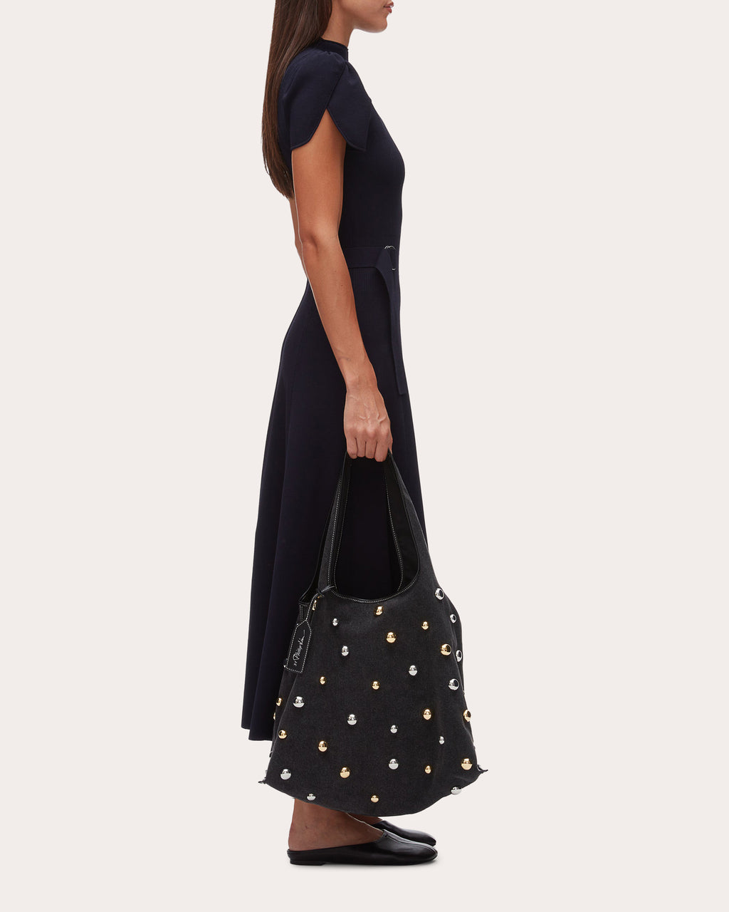 Studded Denim Market Tote