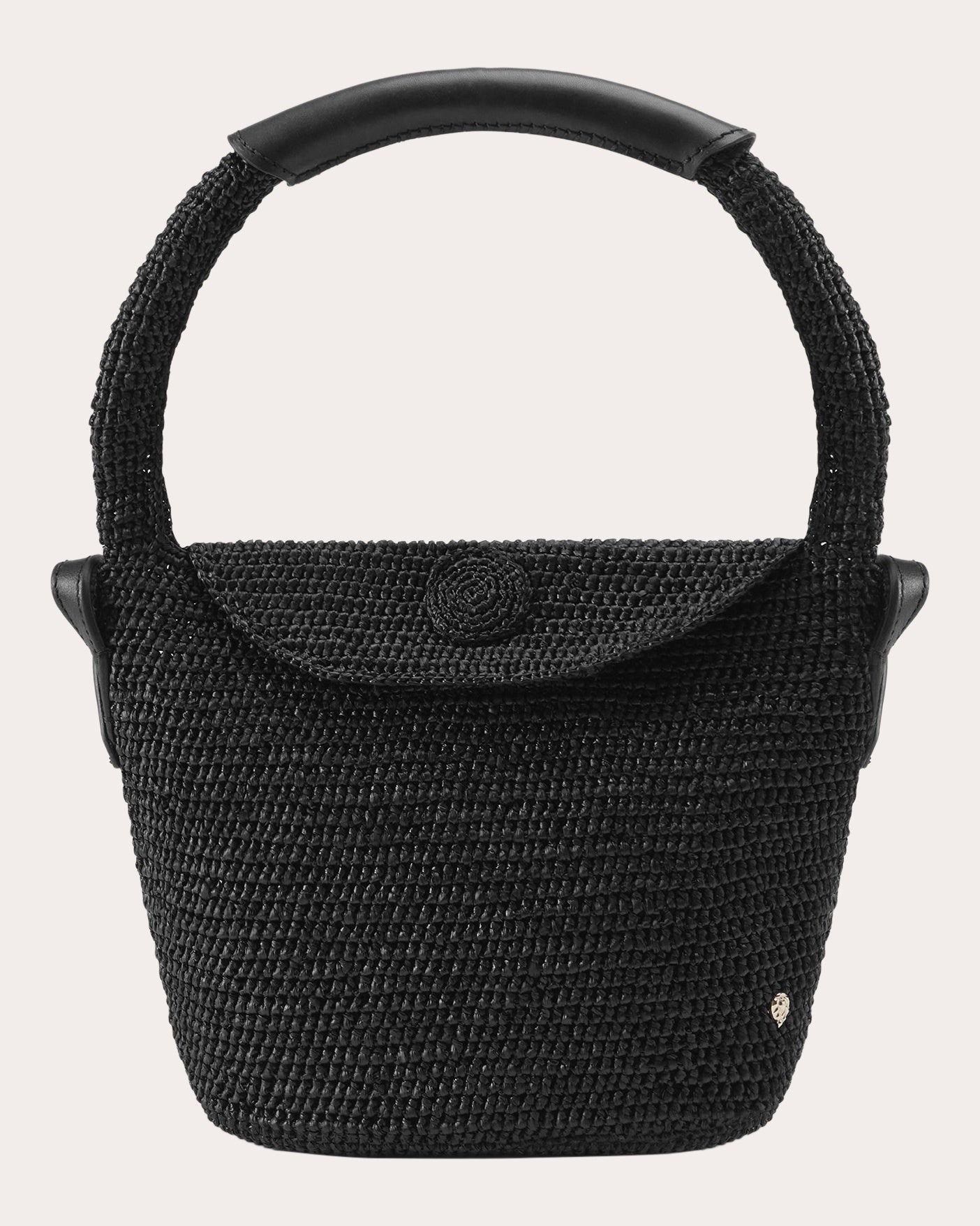 Yala Crocheted Raffia Mini Drawstring Sac Bag