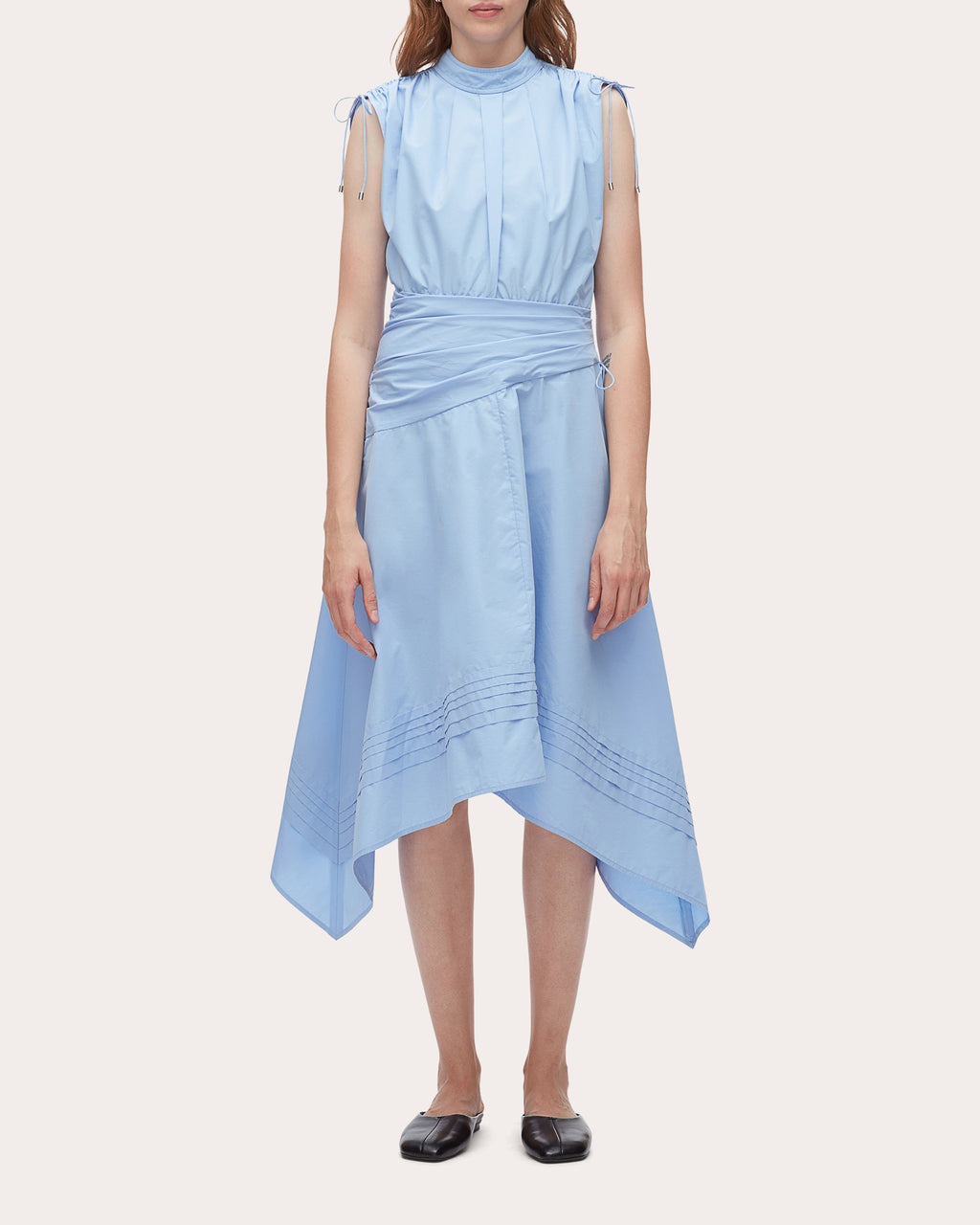 Cotton Poplin Ruched Handkerchief Dress